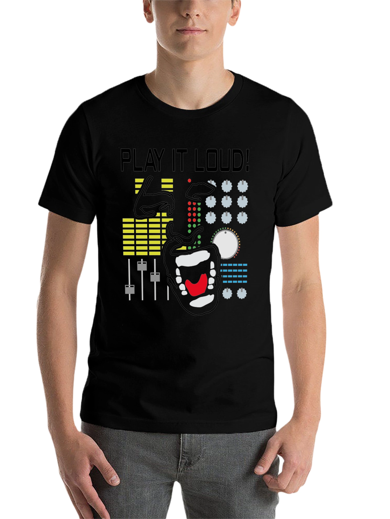 Black Play It Loud Graphic Tee - DJ Mixer Shirt view 7