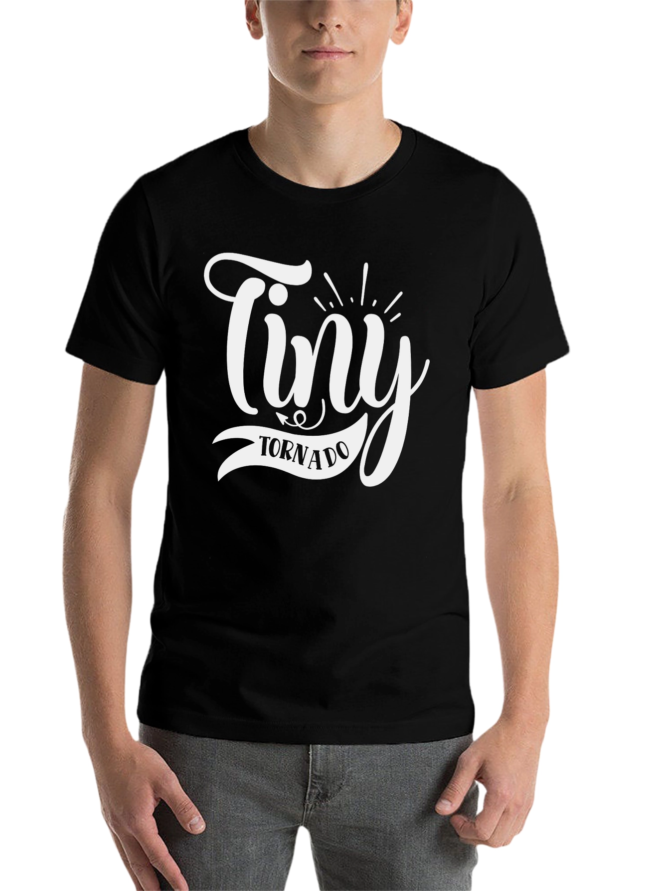 Black Tiny Tornado Black T-Shirt - Funny Graphic Tee view 7