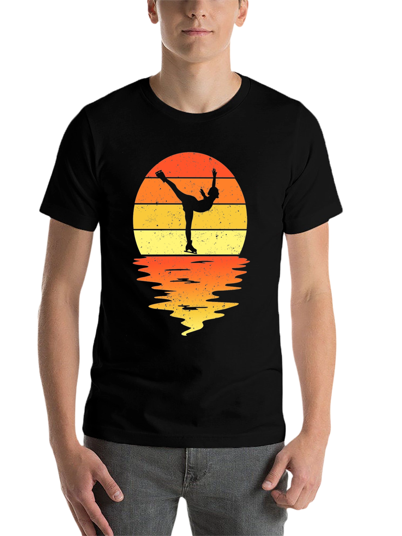 Black Figure Skater Sunset Graphic Tee view 7