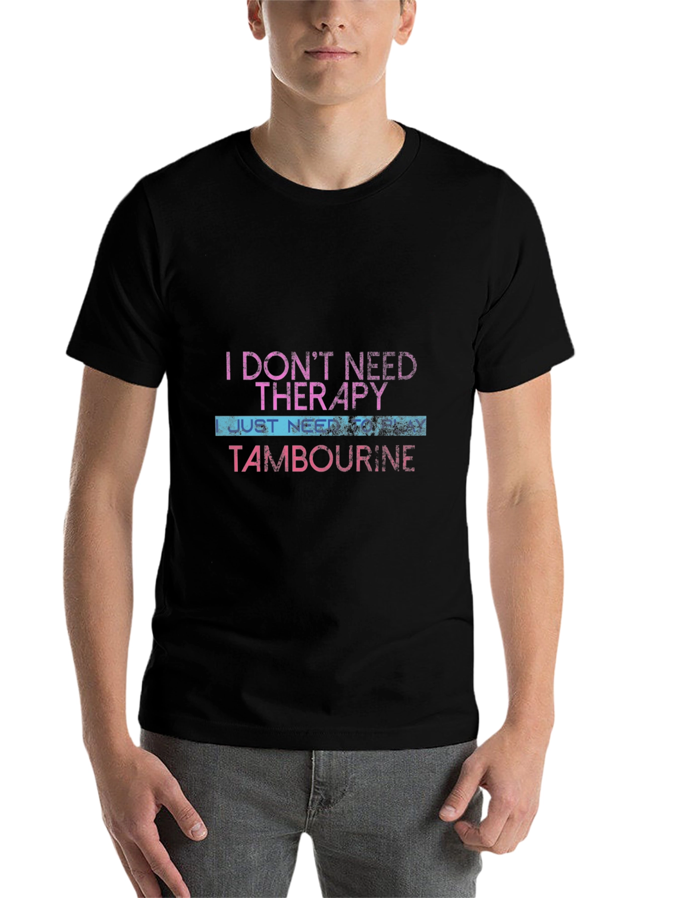 Black Therapy? No, Tambourine! Graphic Tee view 7