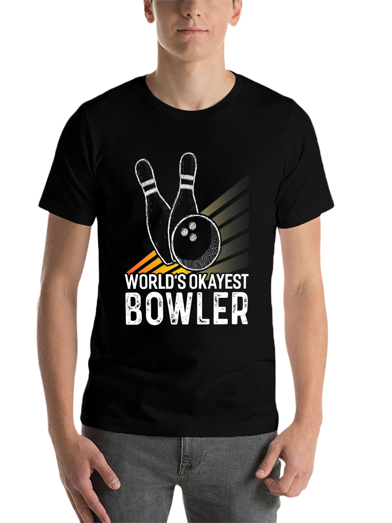 Black World's Okayest Bowler Graphic T-Shirt view 7