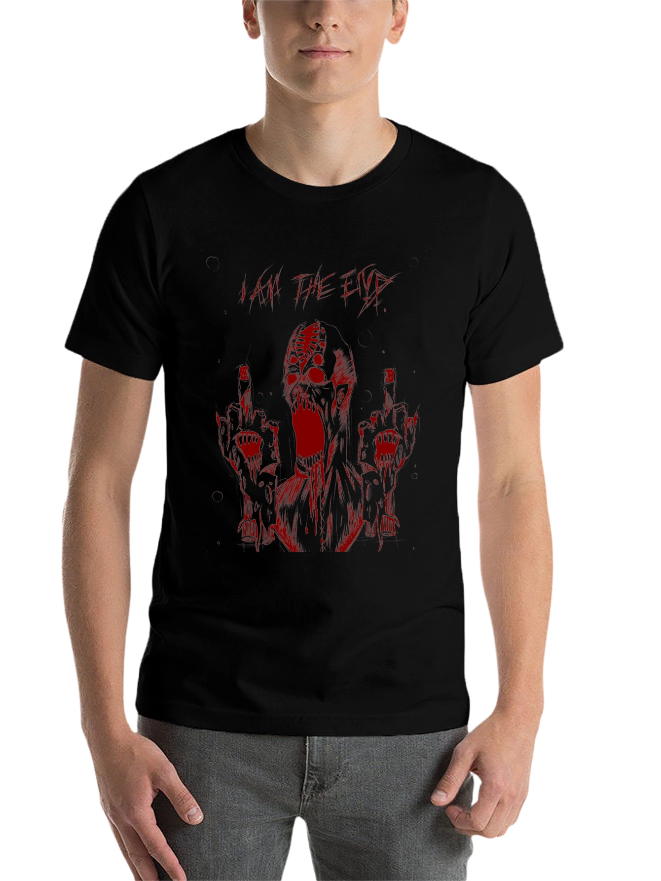 Black I Am The End Black Graphic T-Shirt view 7