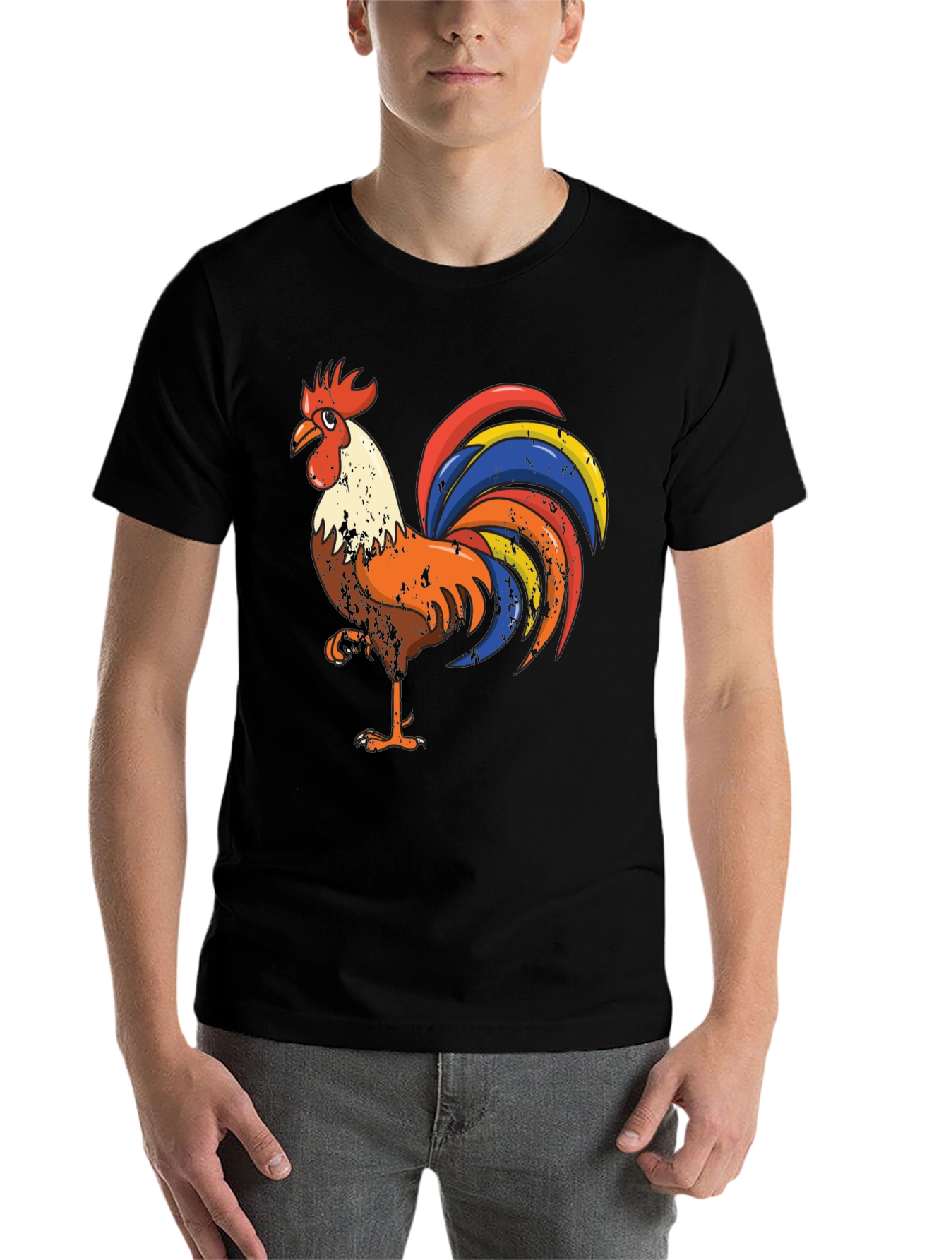Black Rooster Graphic Tee - Men's Black T-Shirt view 7