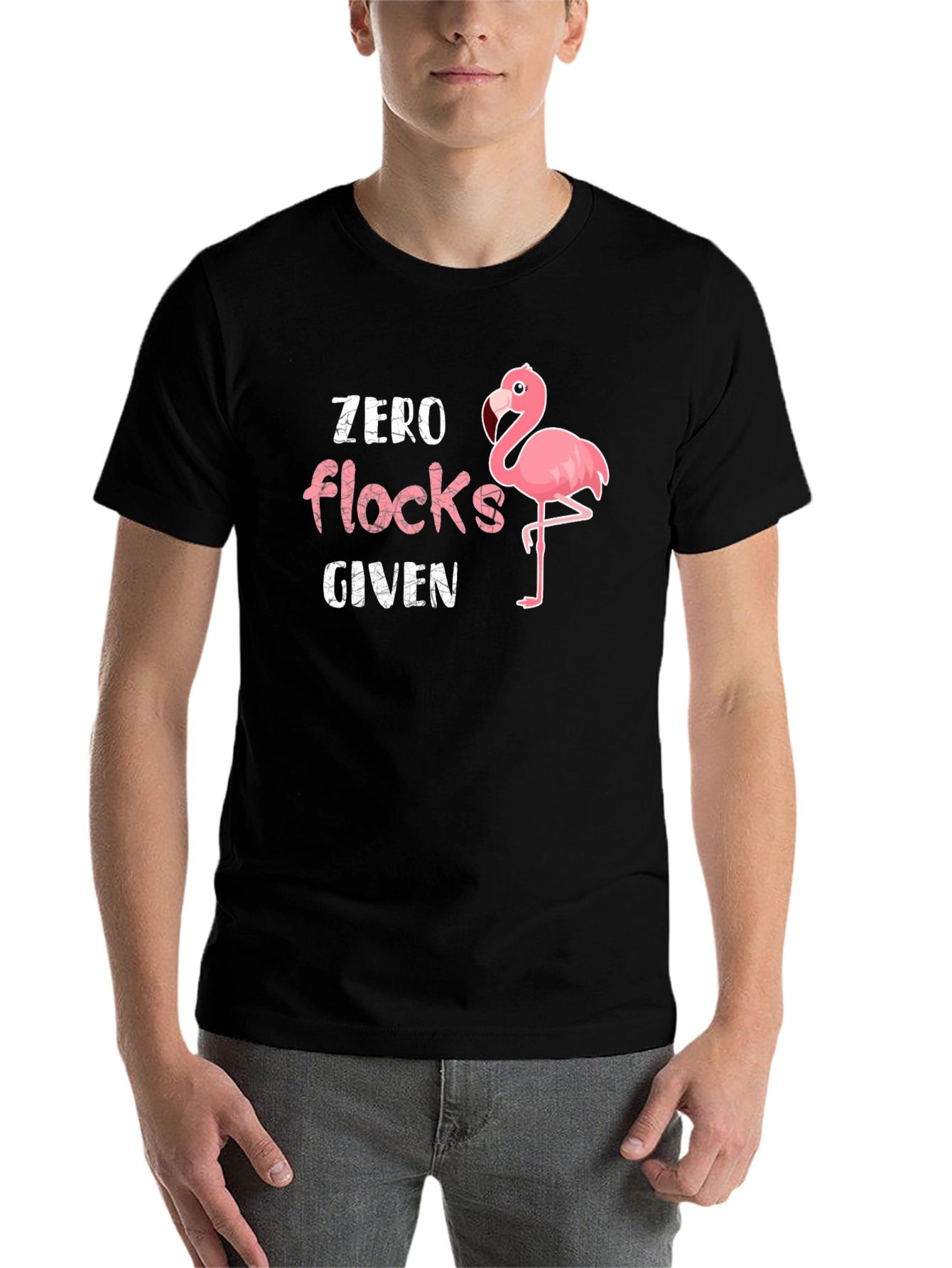 Black Zero Flocks Given Flamingo Graphic T-Shirt view 7