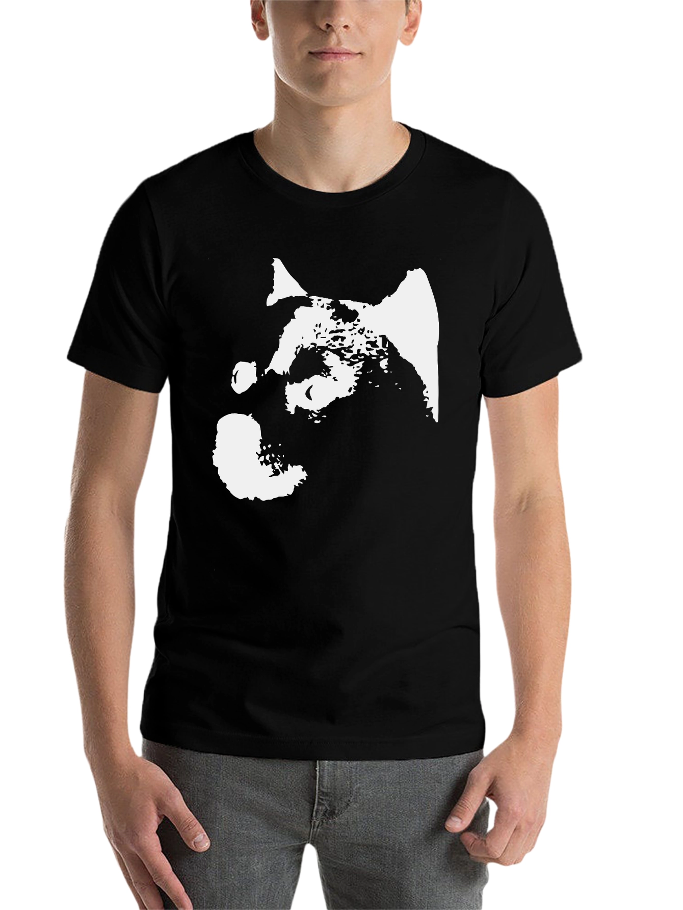 Black Abstract Dog Graphic Black T-Shirt view 7