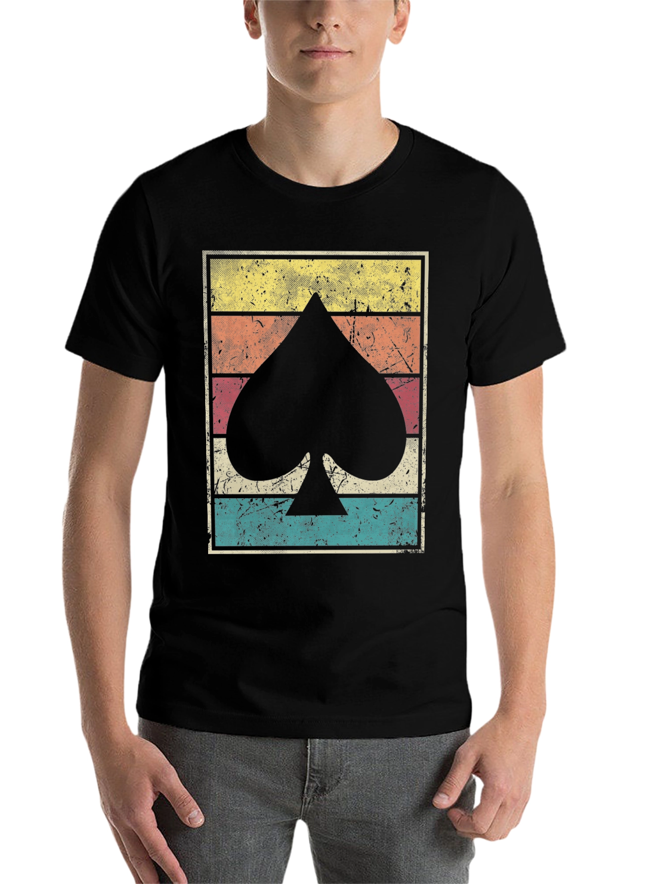Black Retro Spade Card Graphic Tee view 7