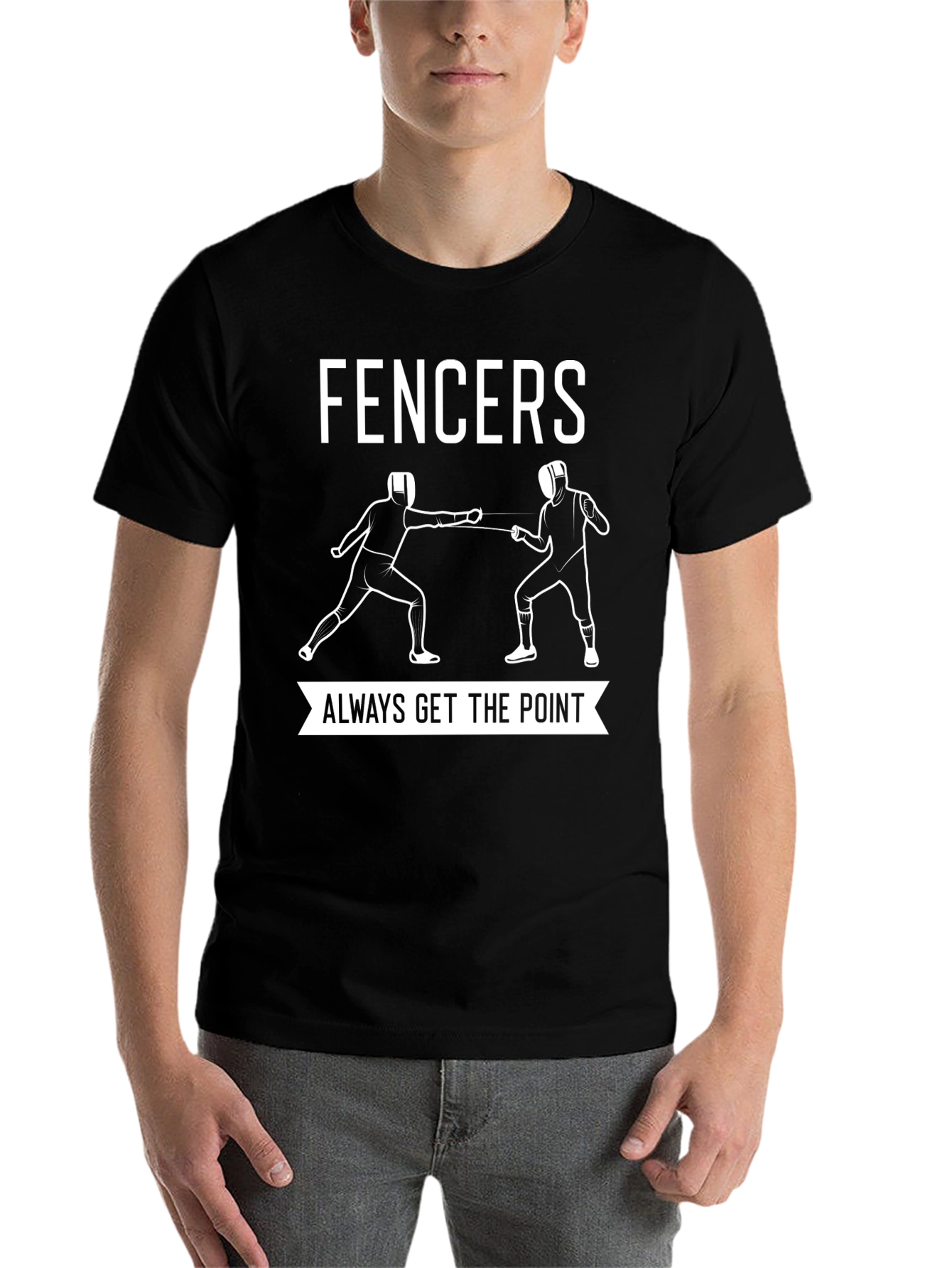 Black FENCERS Always Get the Point Black T-Shirt view 7