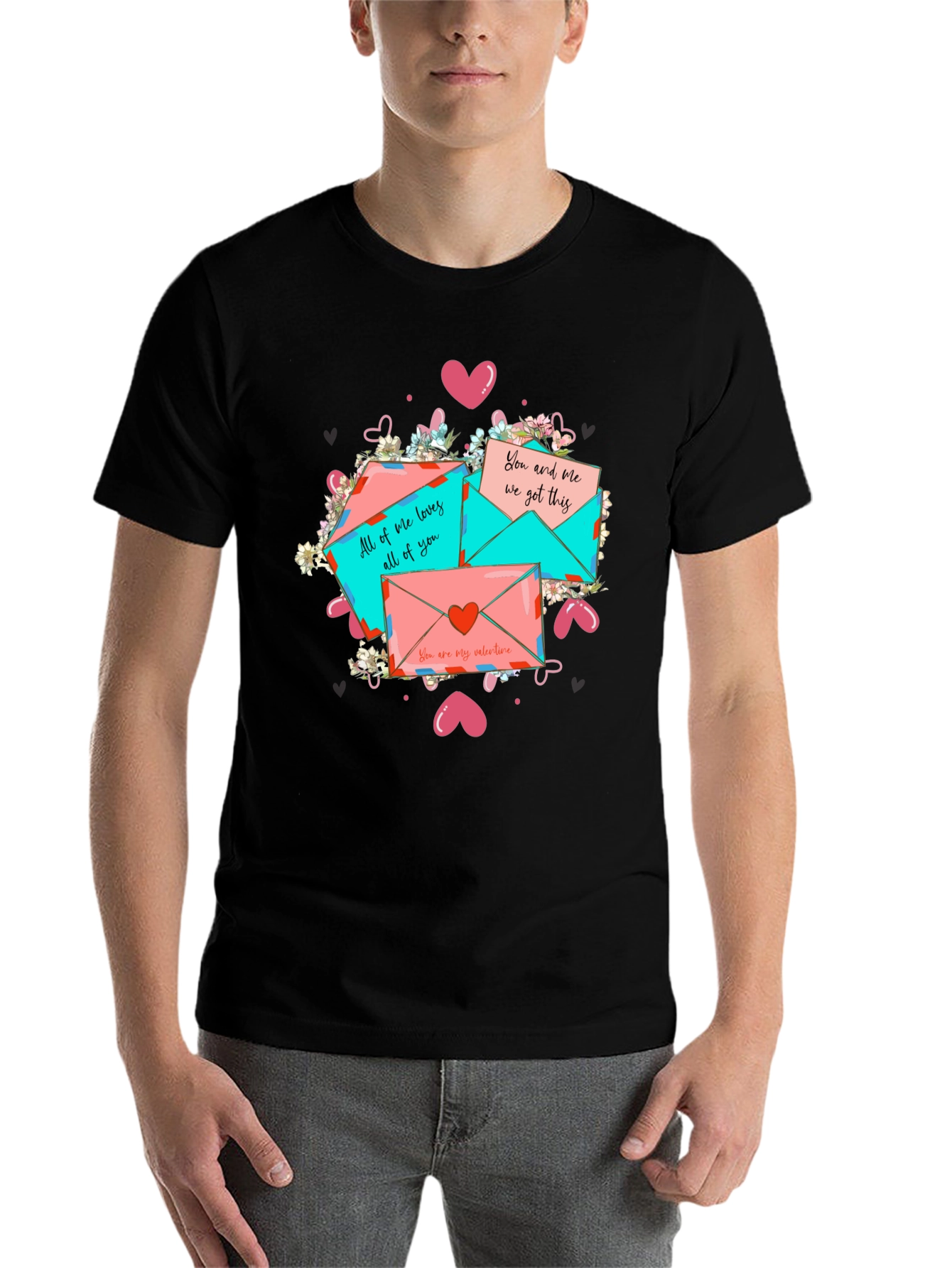 Black Valentine's Day Letter Graphic T-Shirt view 7