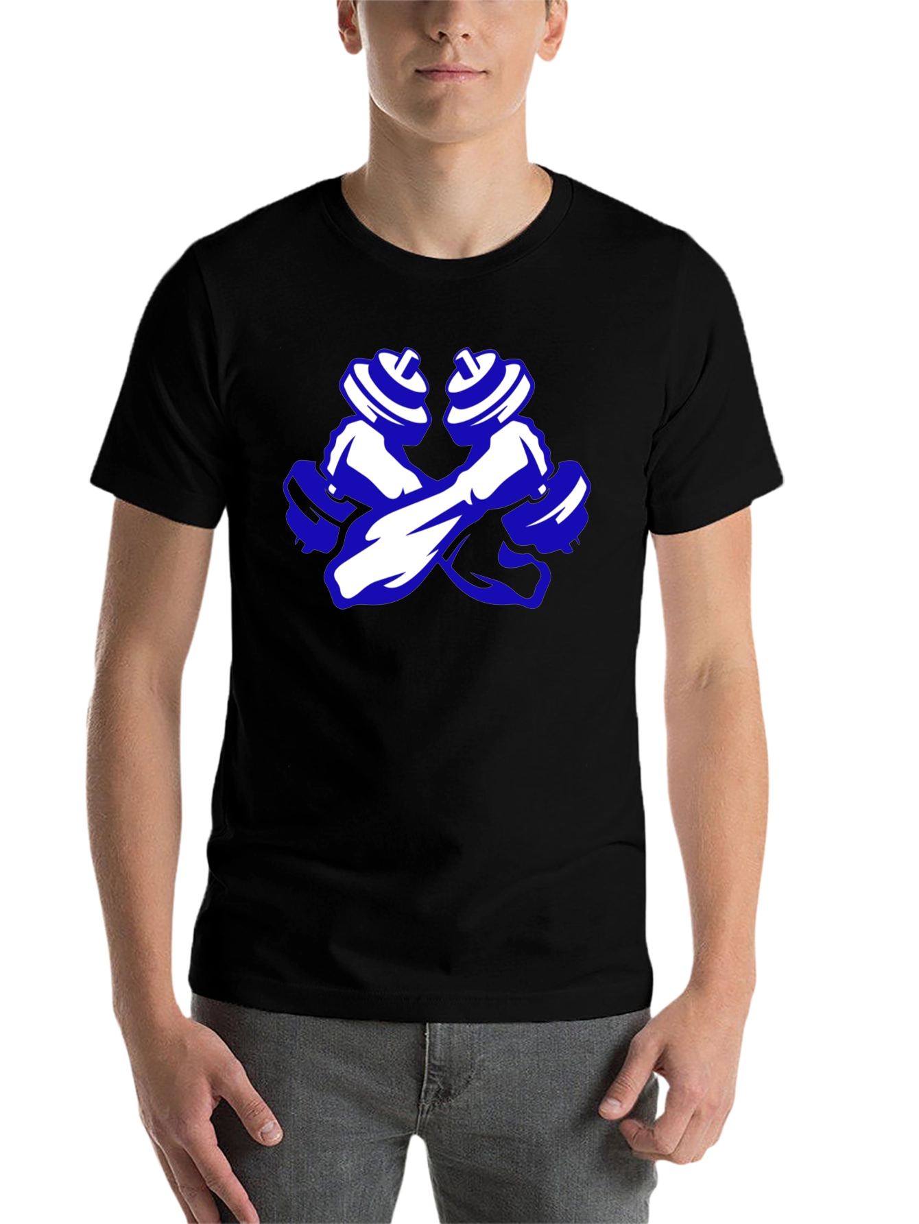 Weightlifting T-Shirt: Crossed Dumbbells Graphic Tee - 7