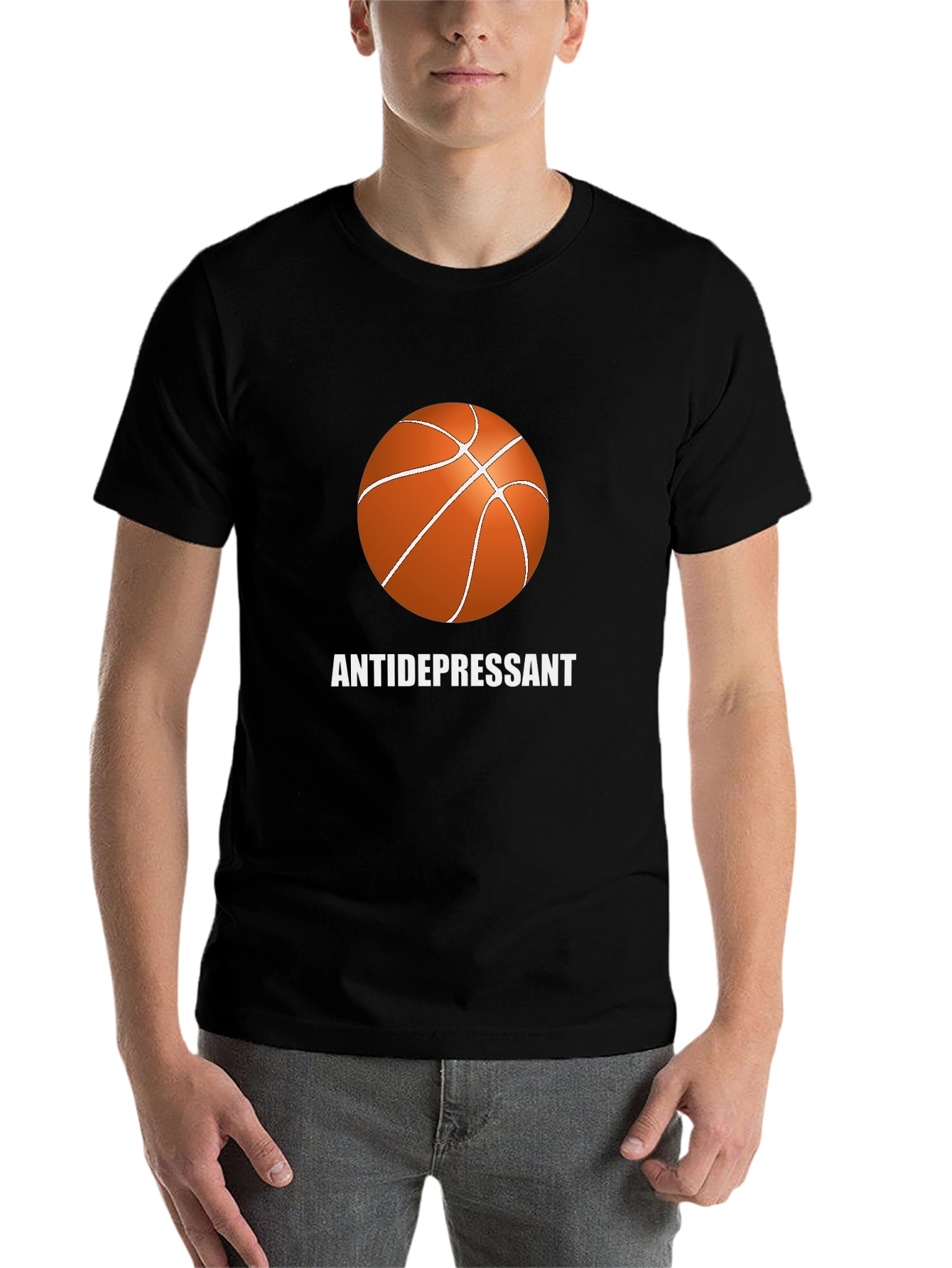 Black Basketball Antidepressant Graphic T-Shirt view 7