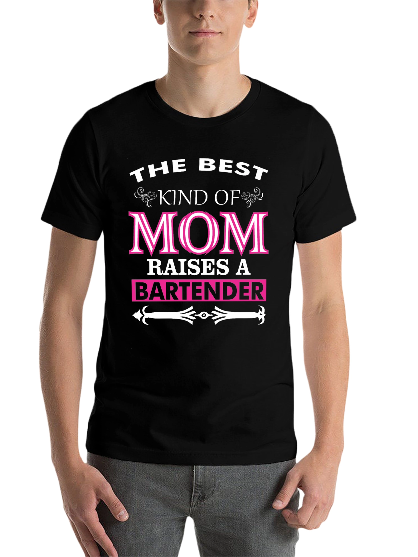 Black Best Kind of Mom Bartender T-Shirt view 7