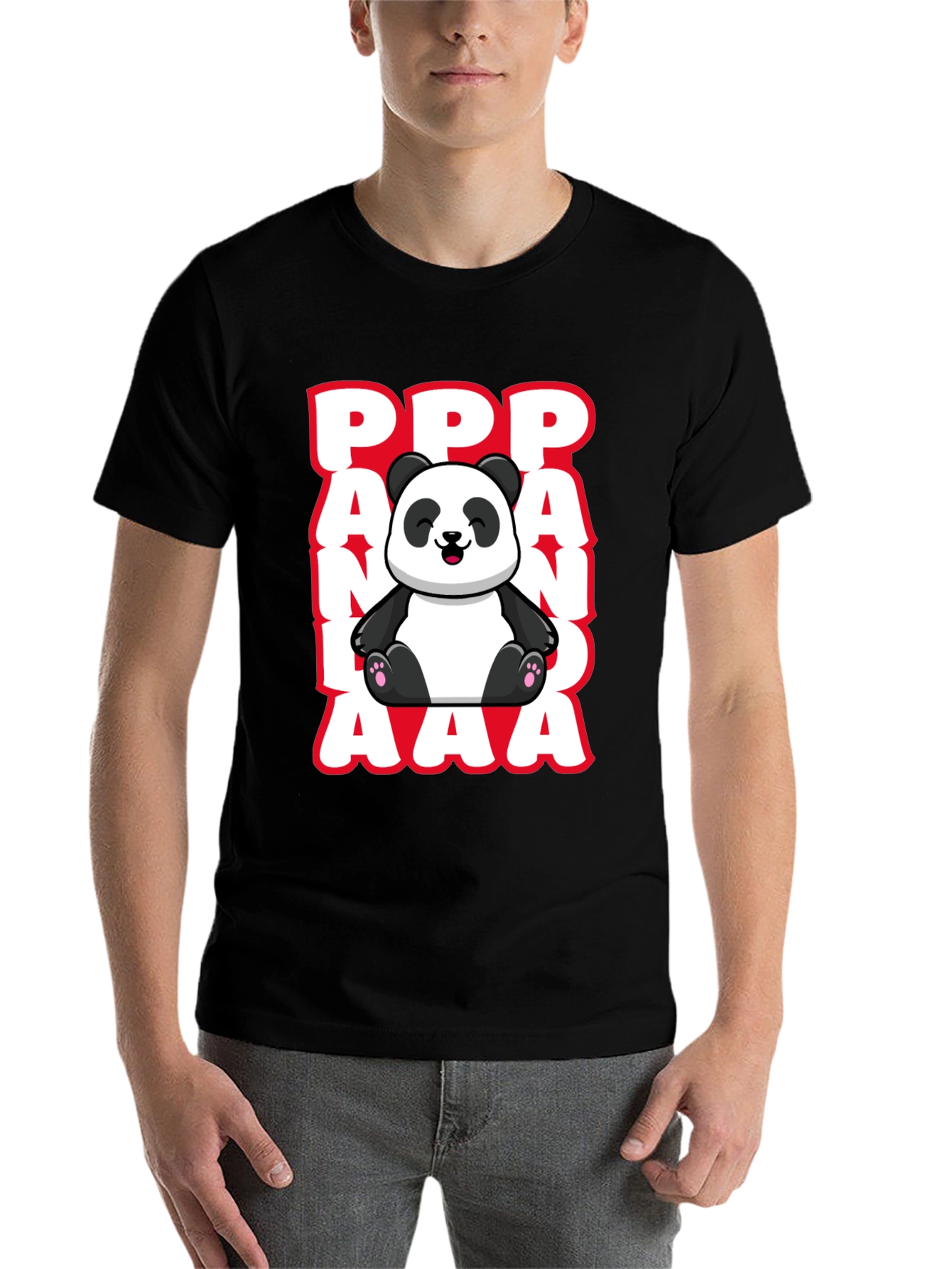 Black Cute Panda T-Shirt - PPP AAA Design view 7