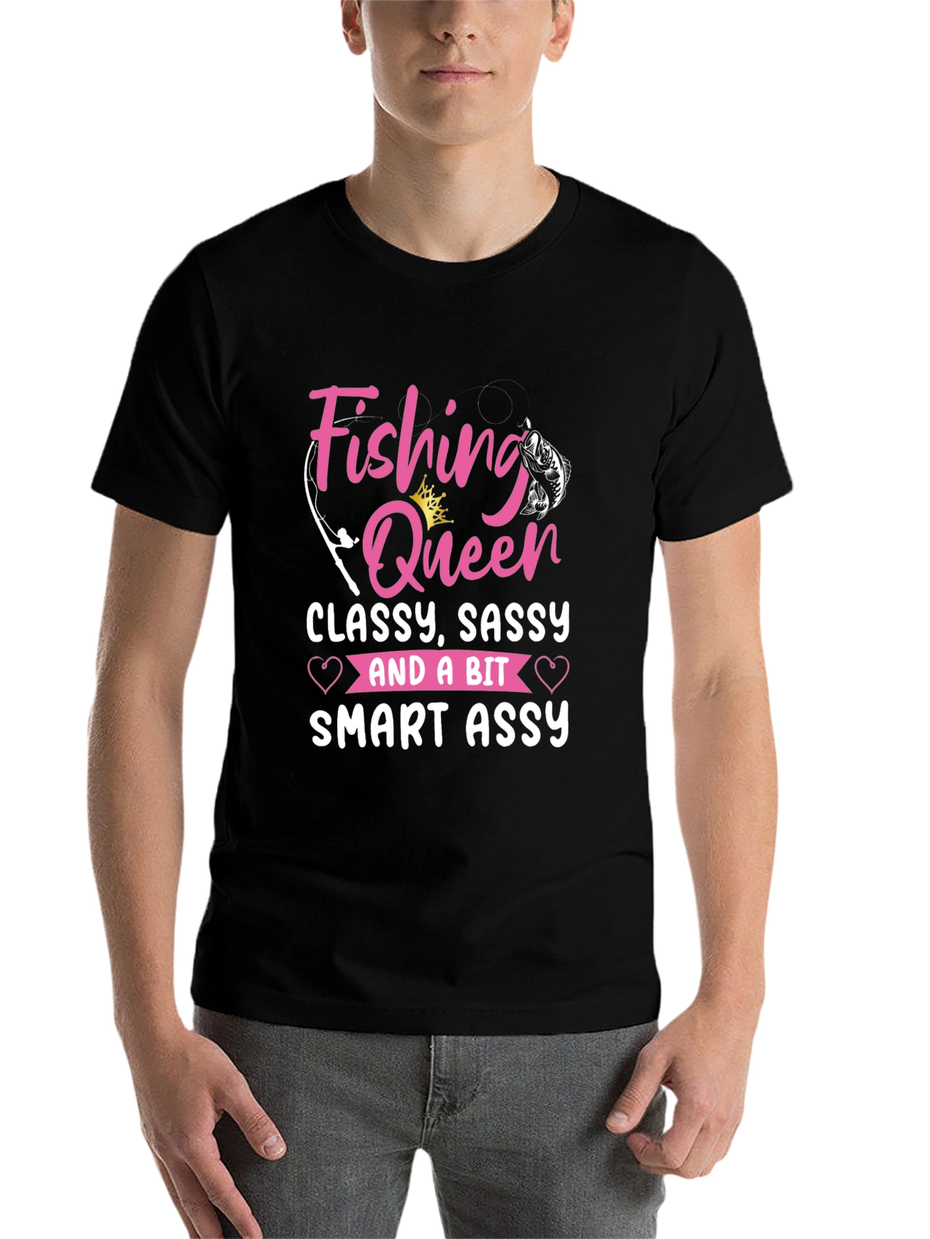 Black Fishing Queen T-Shirt - Classy, Sassy, Smart Assy view 7