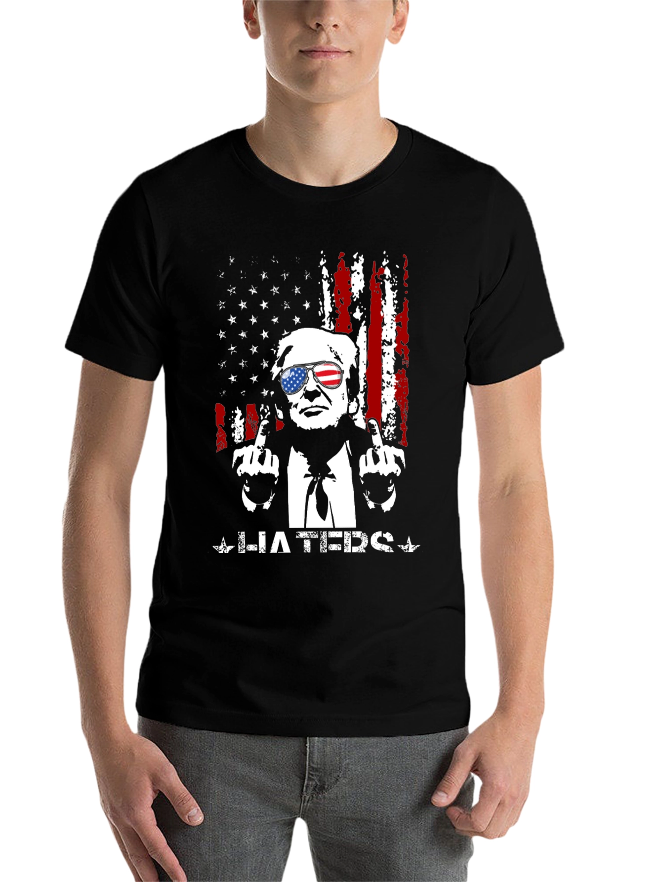 Black Trump Haters Graphic T-Shirt - Patriotic Design view 7