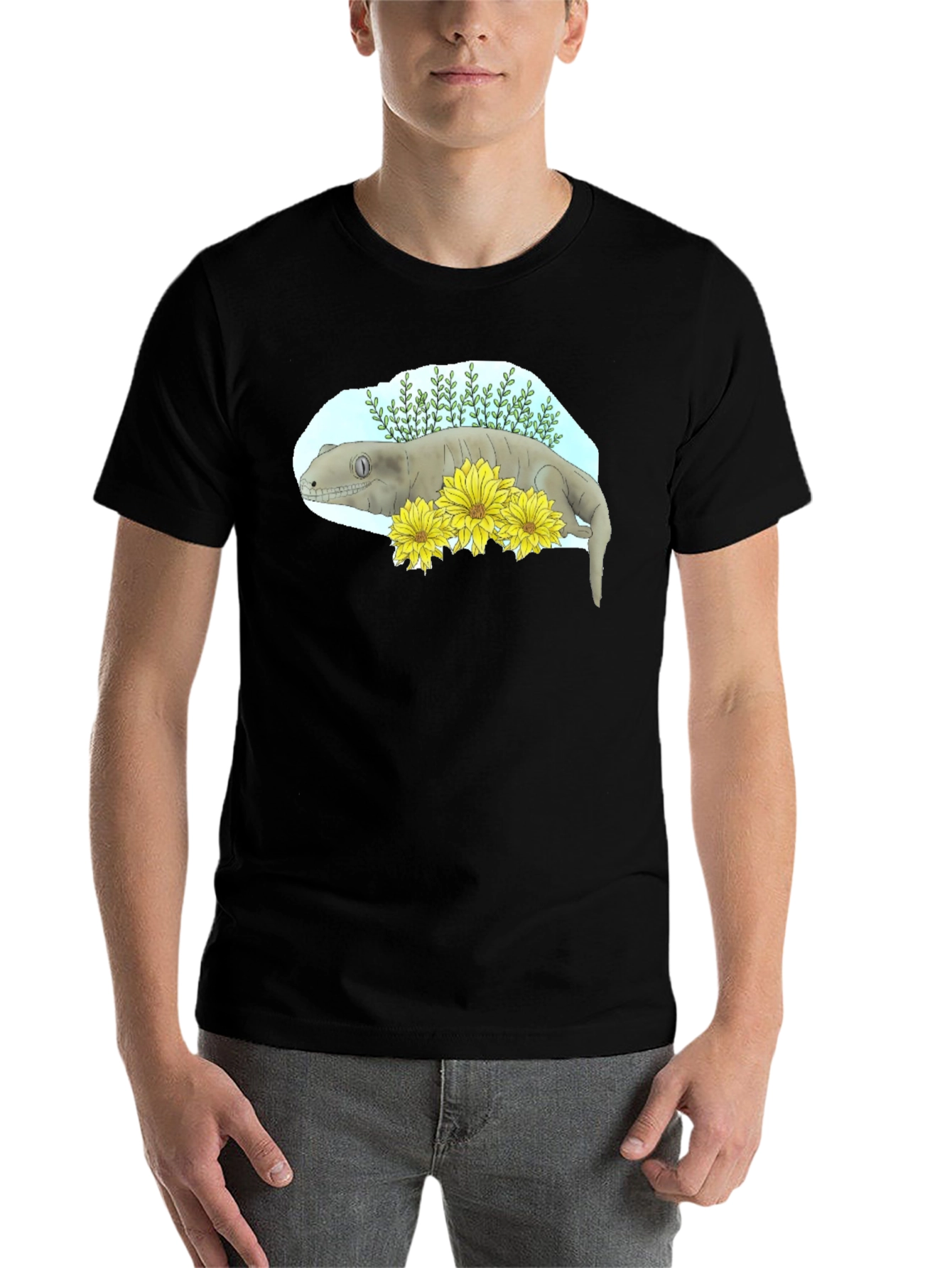 Black Crested Gecko Graphic Tee - Unique Reptile Lover's Shirt view 7