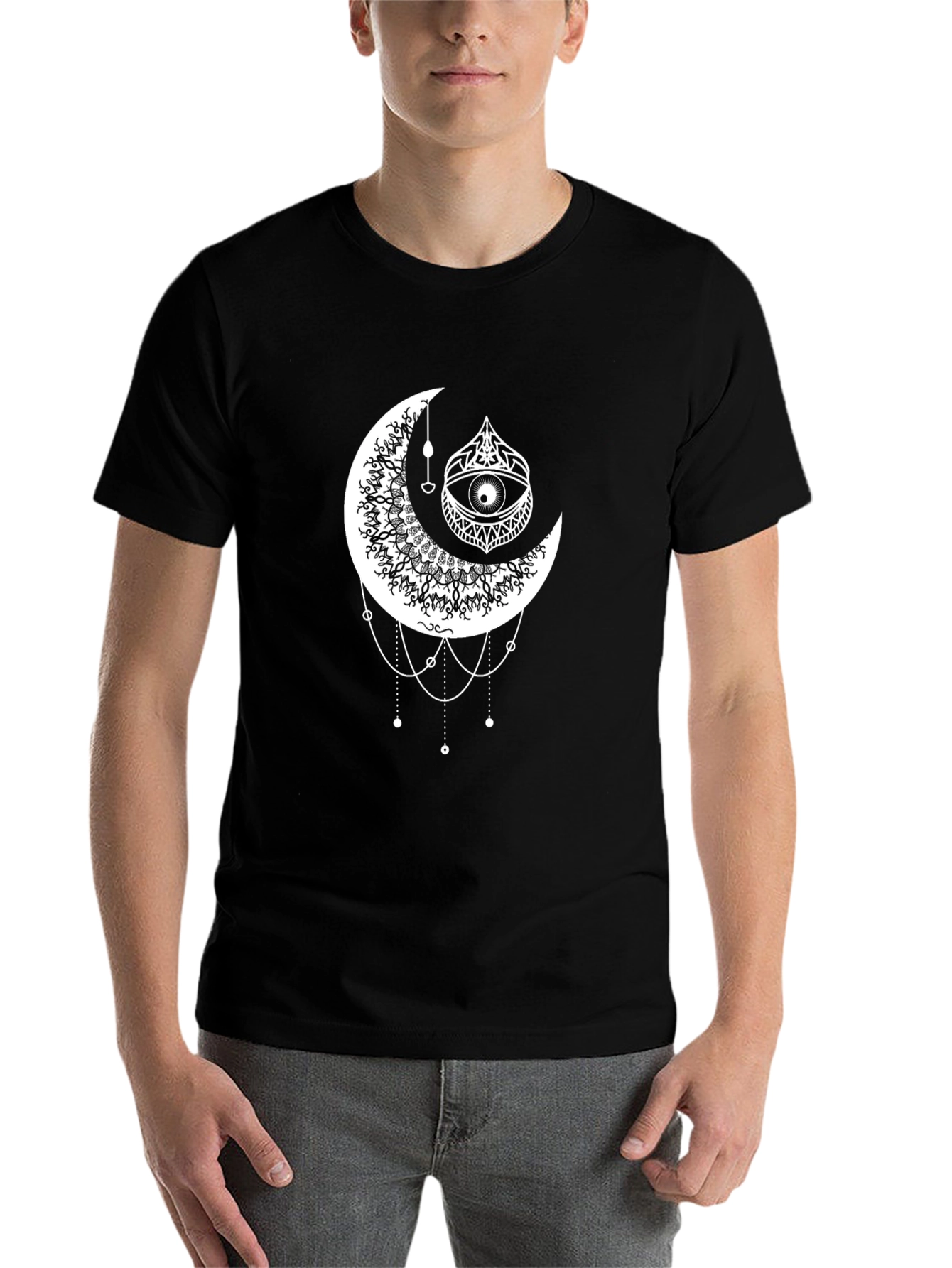 Black Mystic Moon Eye Graphic Tee - Black view 7
