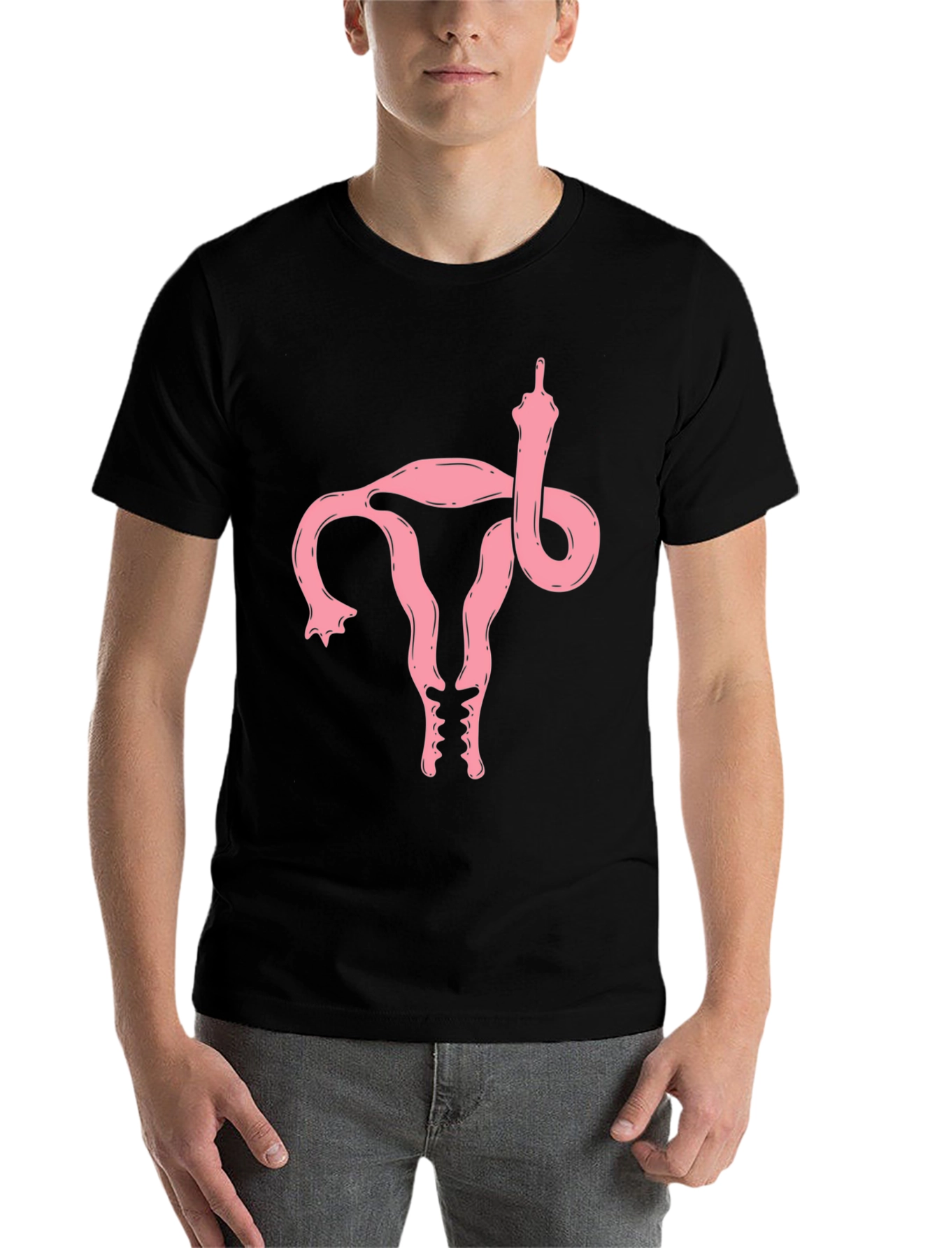 Black Uterus Middle Finger Graphic T-Shirt - Protest Tee view 7