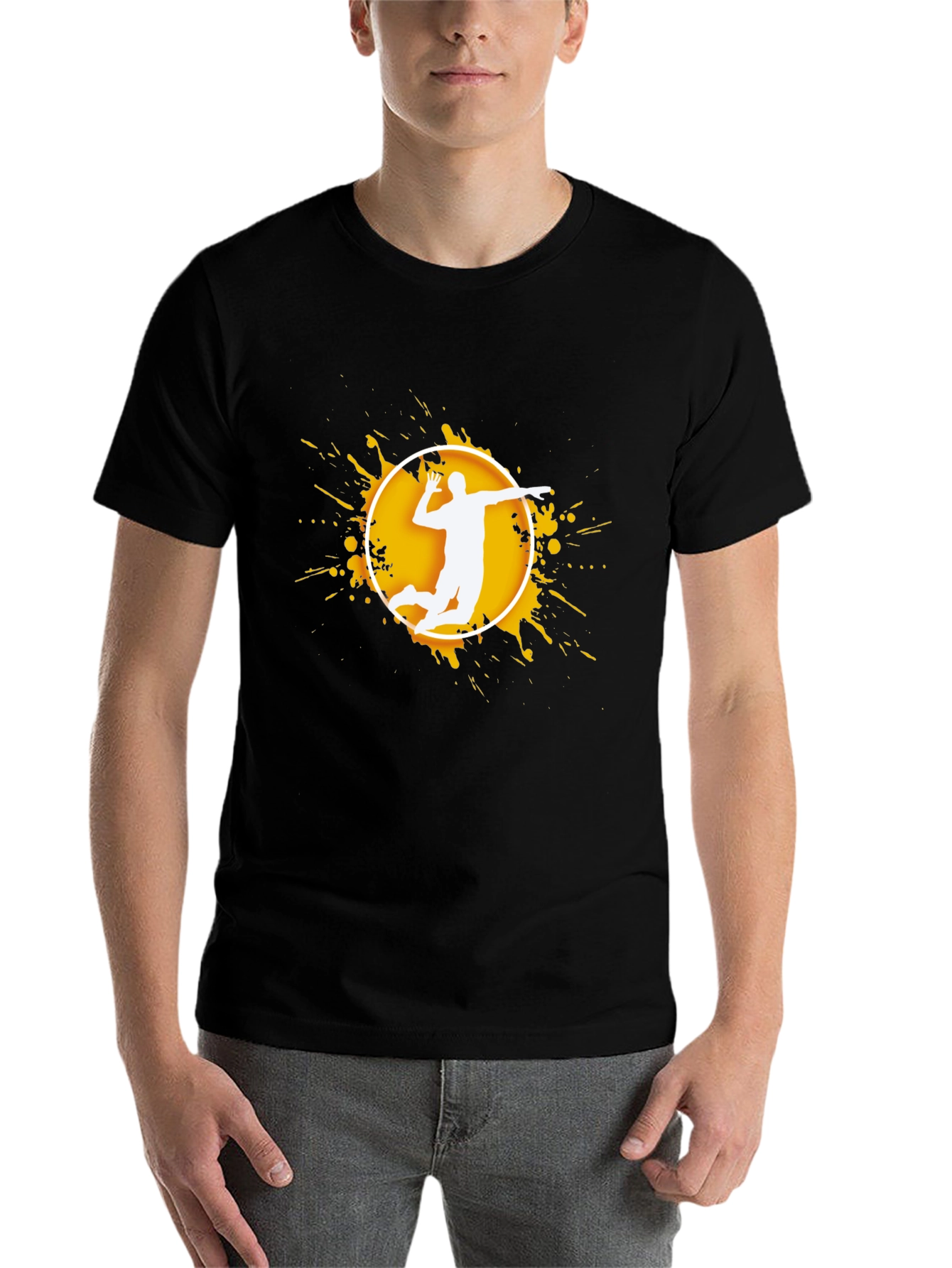 Black Volleyball Player Graphic T-Shirt view 7
