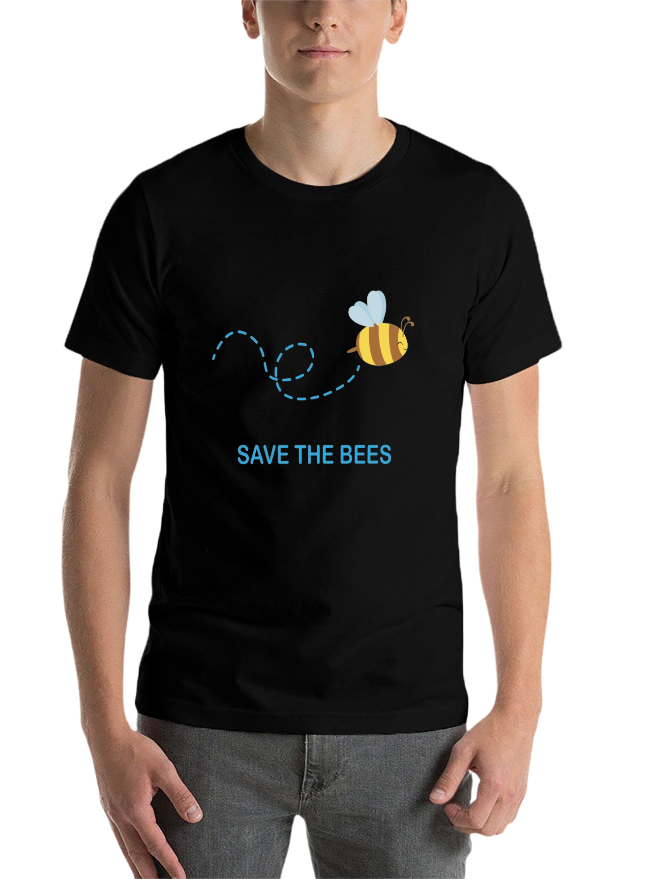 Black Save the Bees Graphic Tee - Black Cotton T-Shirt view 7