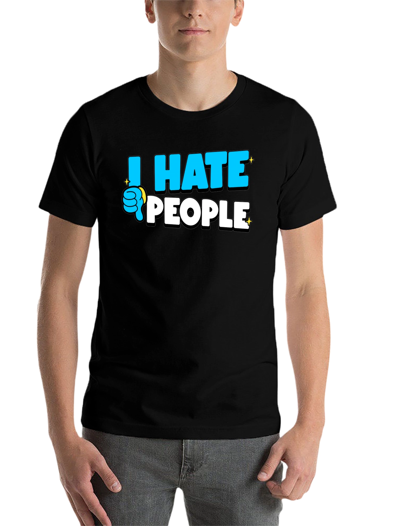 Black I Hate People Graphic T-Shirt - Black view 7