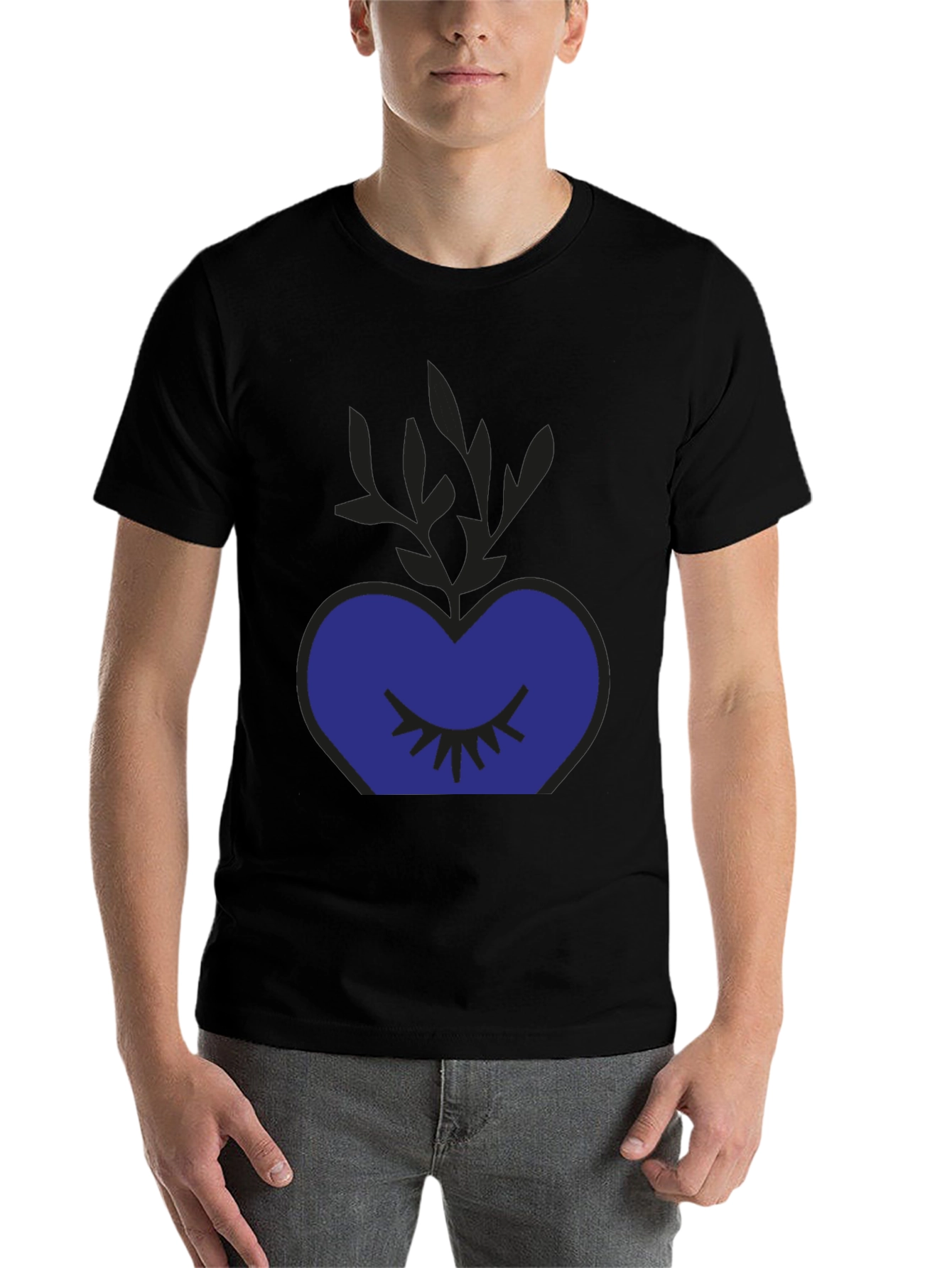 Black Mystic Heart Graphic Tee - Black Cotton Blend Shirt view 7