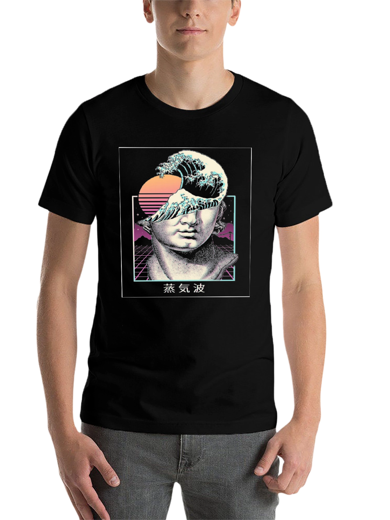Black Vaporwave Statue Graphic Tee view 7
