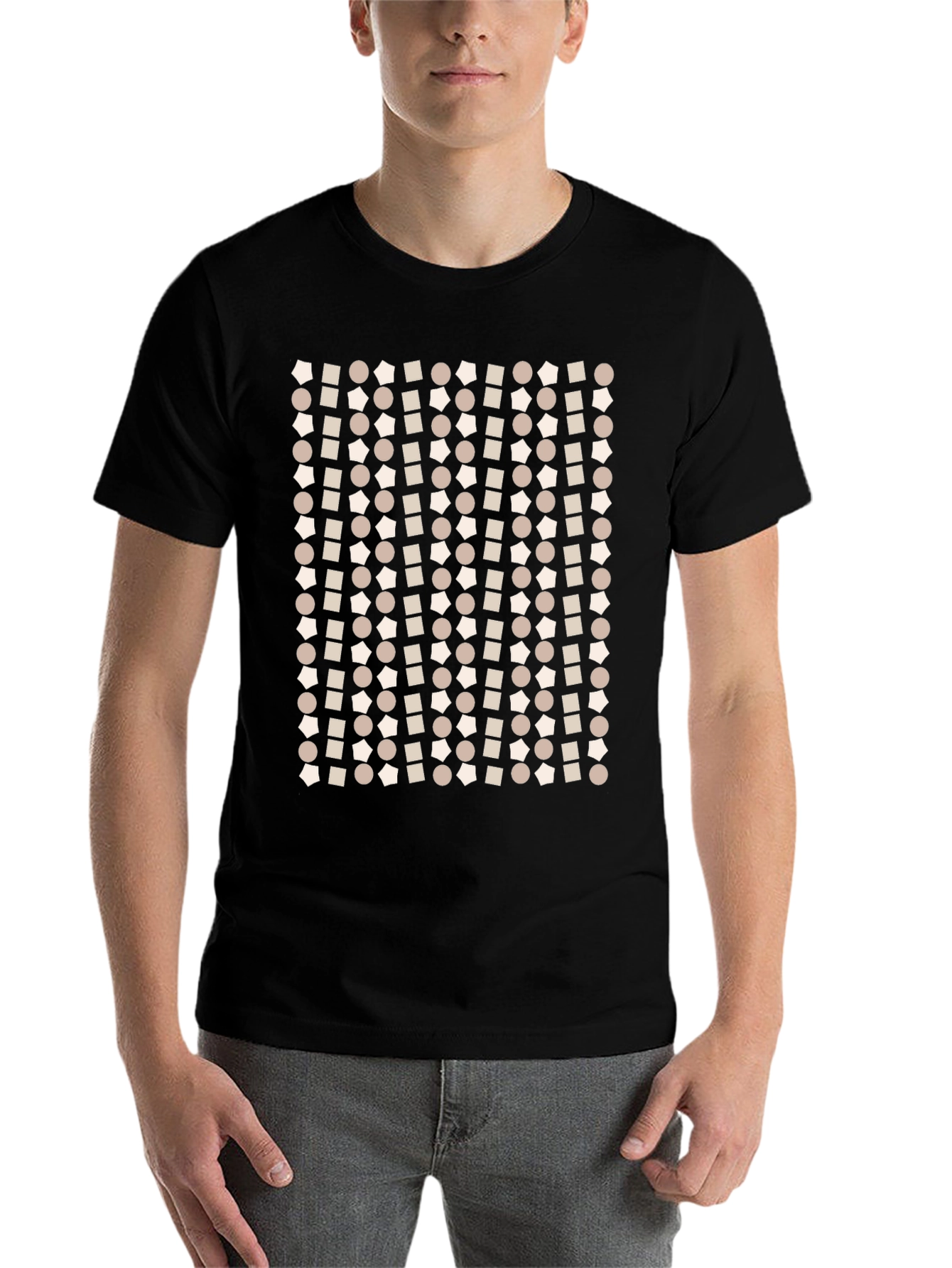 Black Geometric Pattern T-Shirt - Modern Print Tee view 7