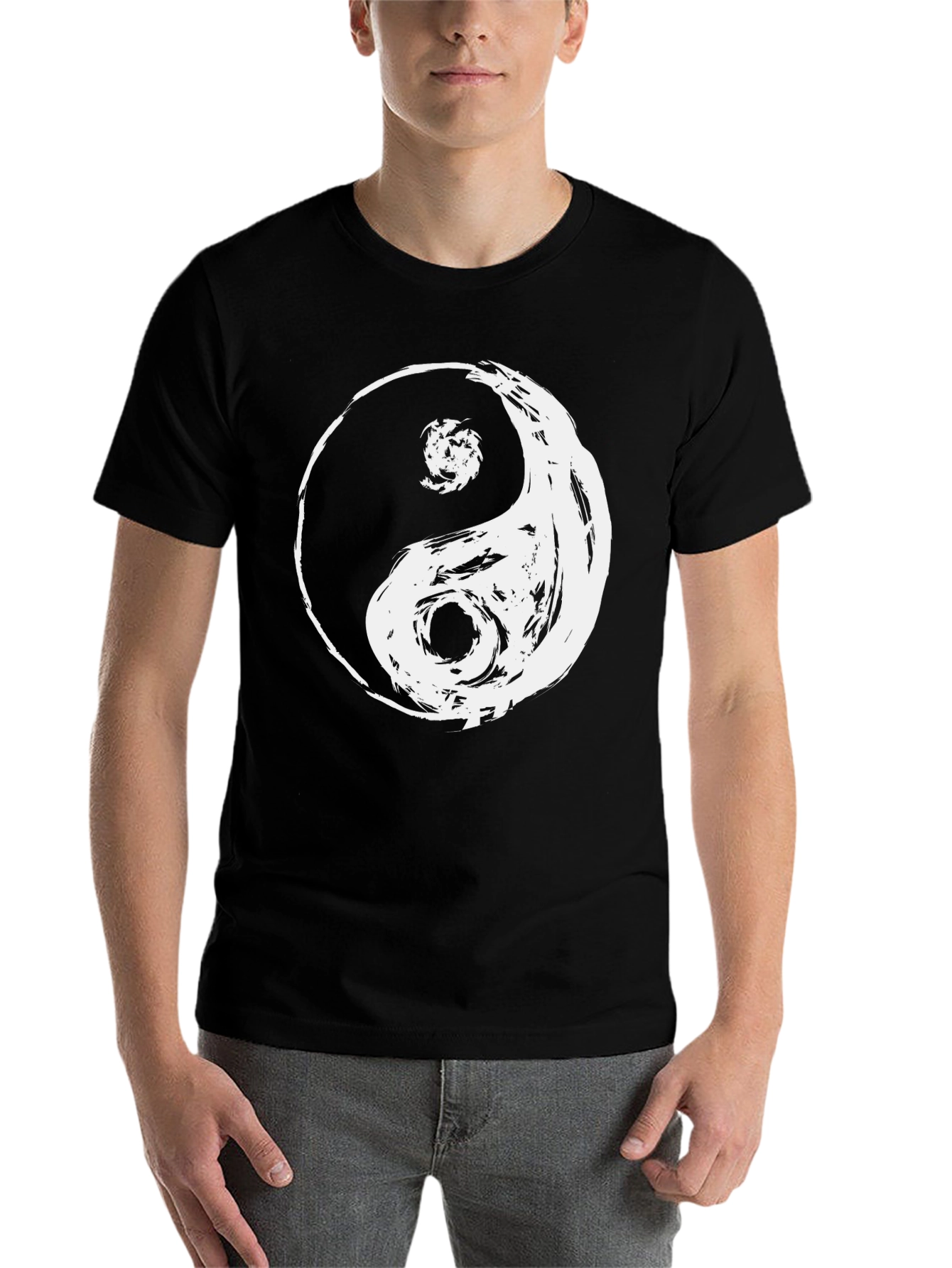 Black Yin Yang Graphic Tee - Men's Black T-Shirt view 7