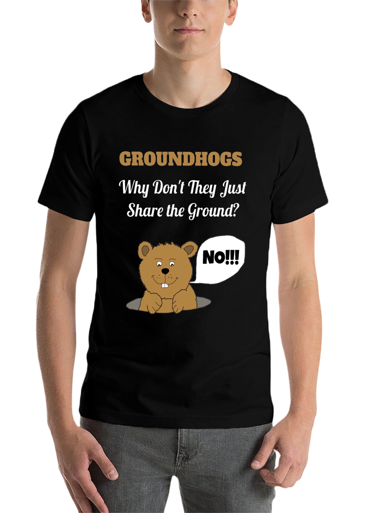 Black Groundhog Day Humor T-Shirt - Share the Ground? view 7