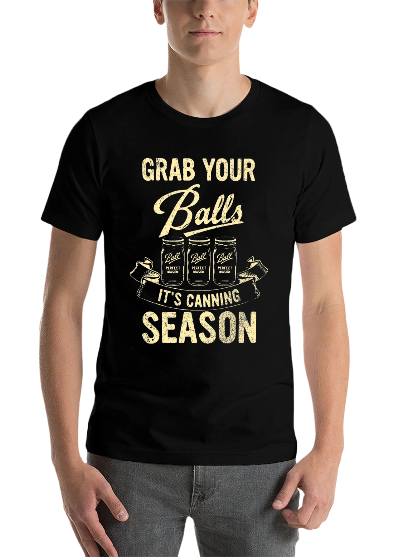 Black Grab Your Balls Canning Season Graphic Tee view 7