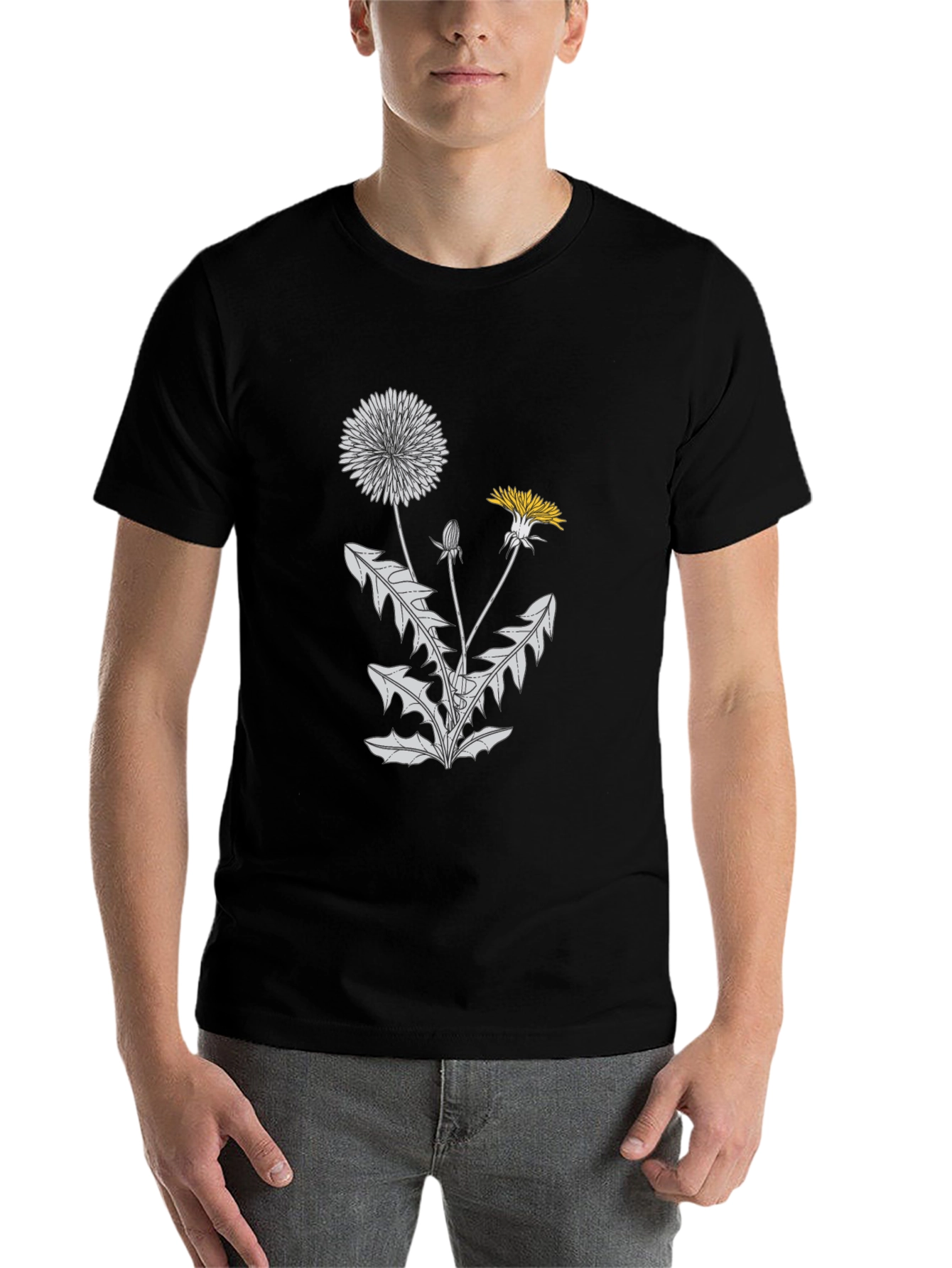 Black Dandelion Graphic Tee - Black Cotton Comfort view 7