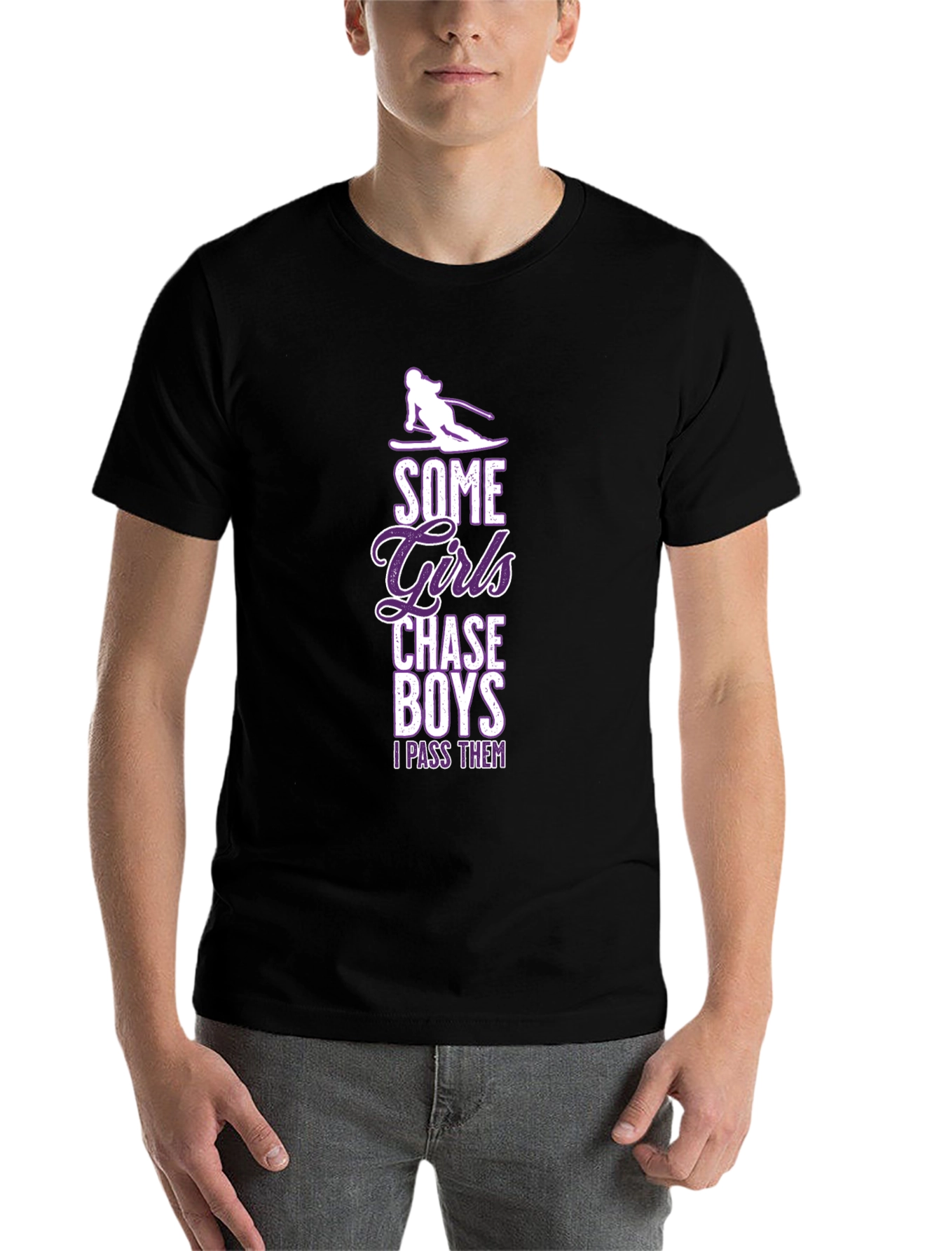 Black Girls Chase Boys Ski T-Shirt - I Pass Them view 7