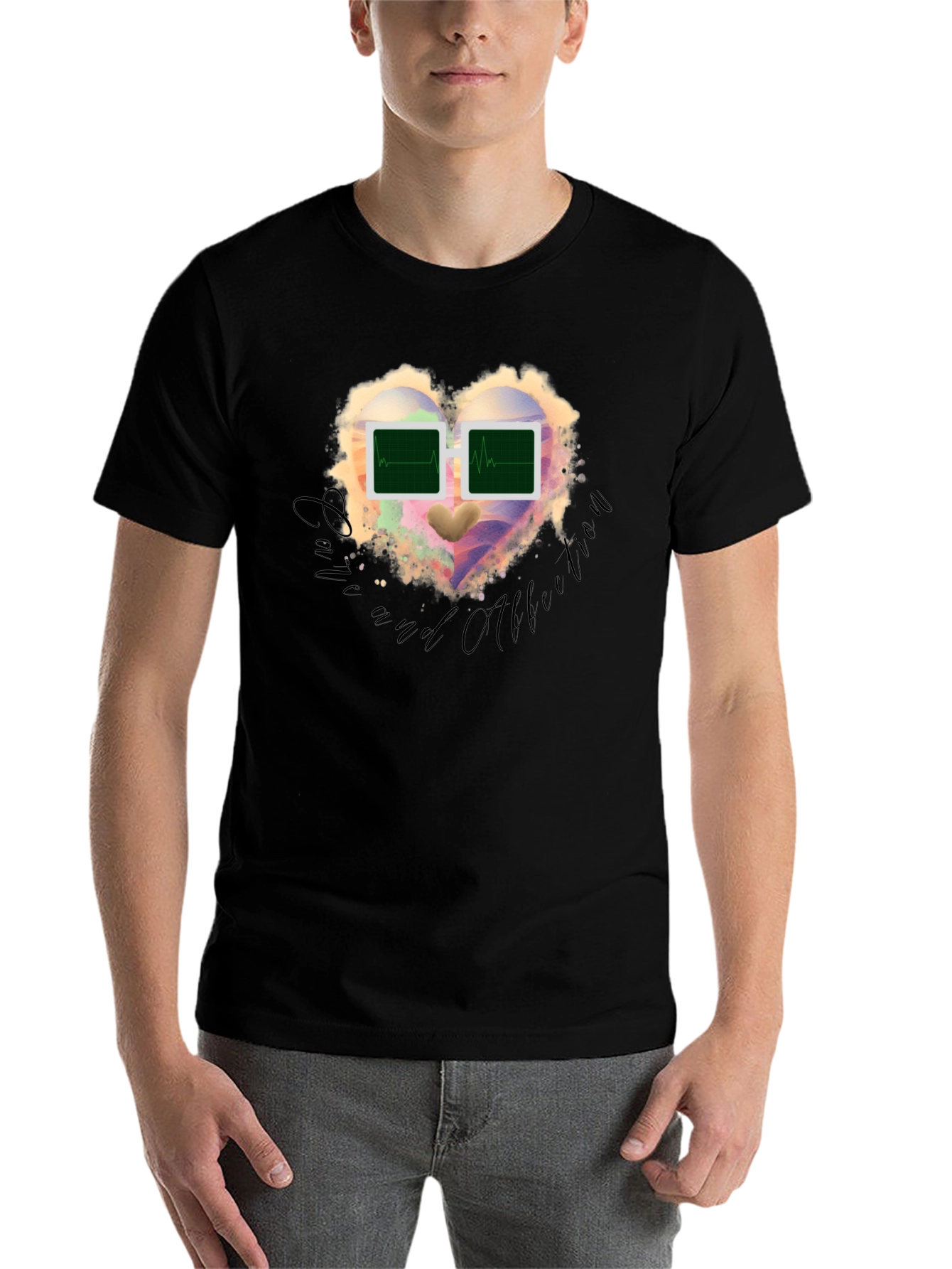 Black Love and Affection Heartbeat T-Shirt view 7