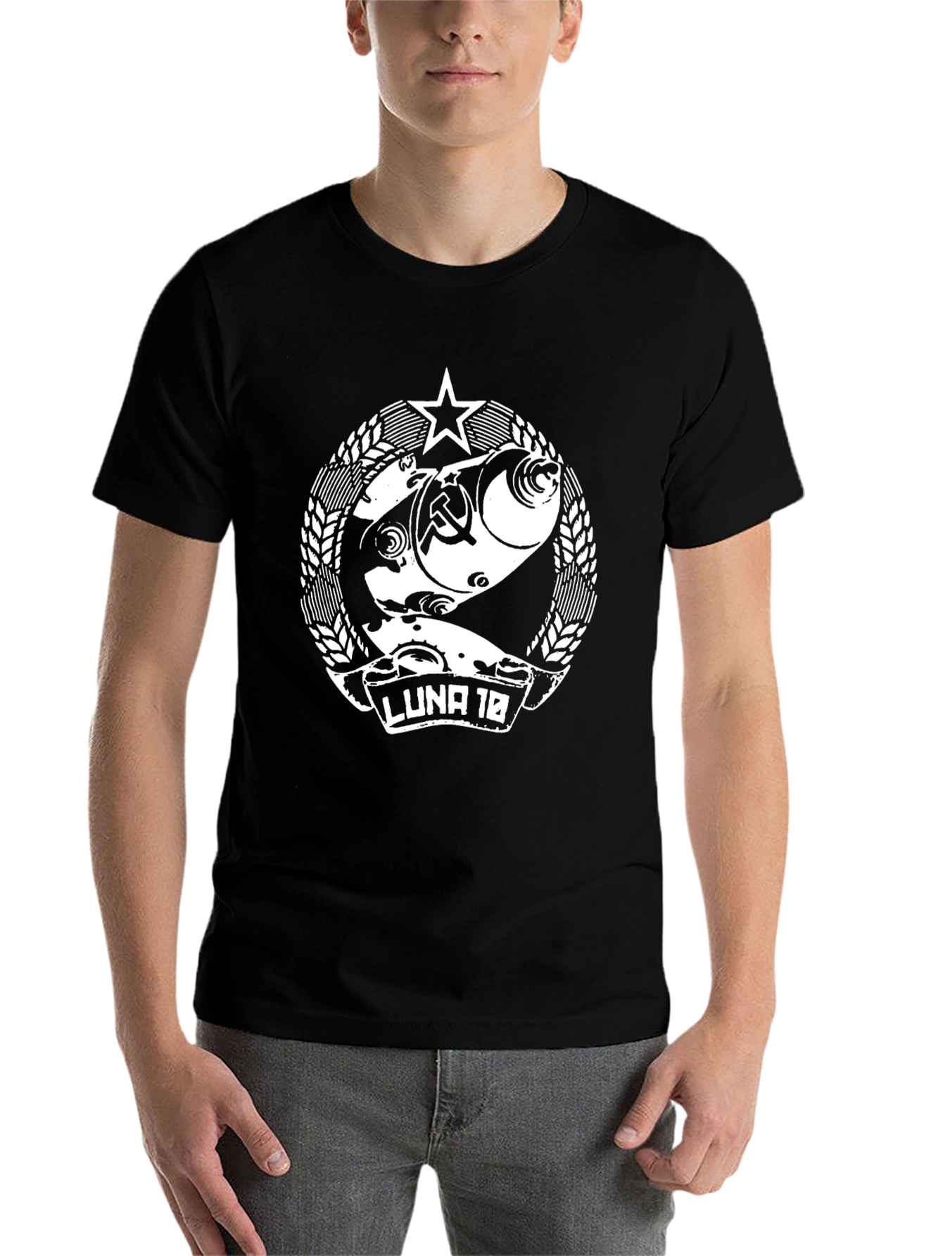 Black Luna 18 T-Shirt - Soviet Fish Design view 7