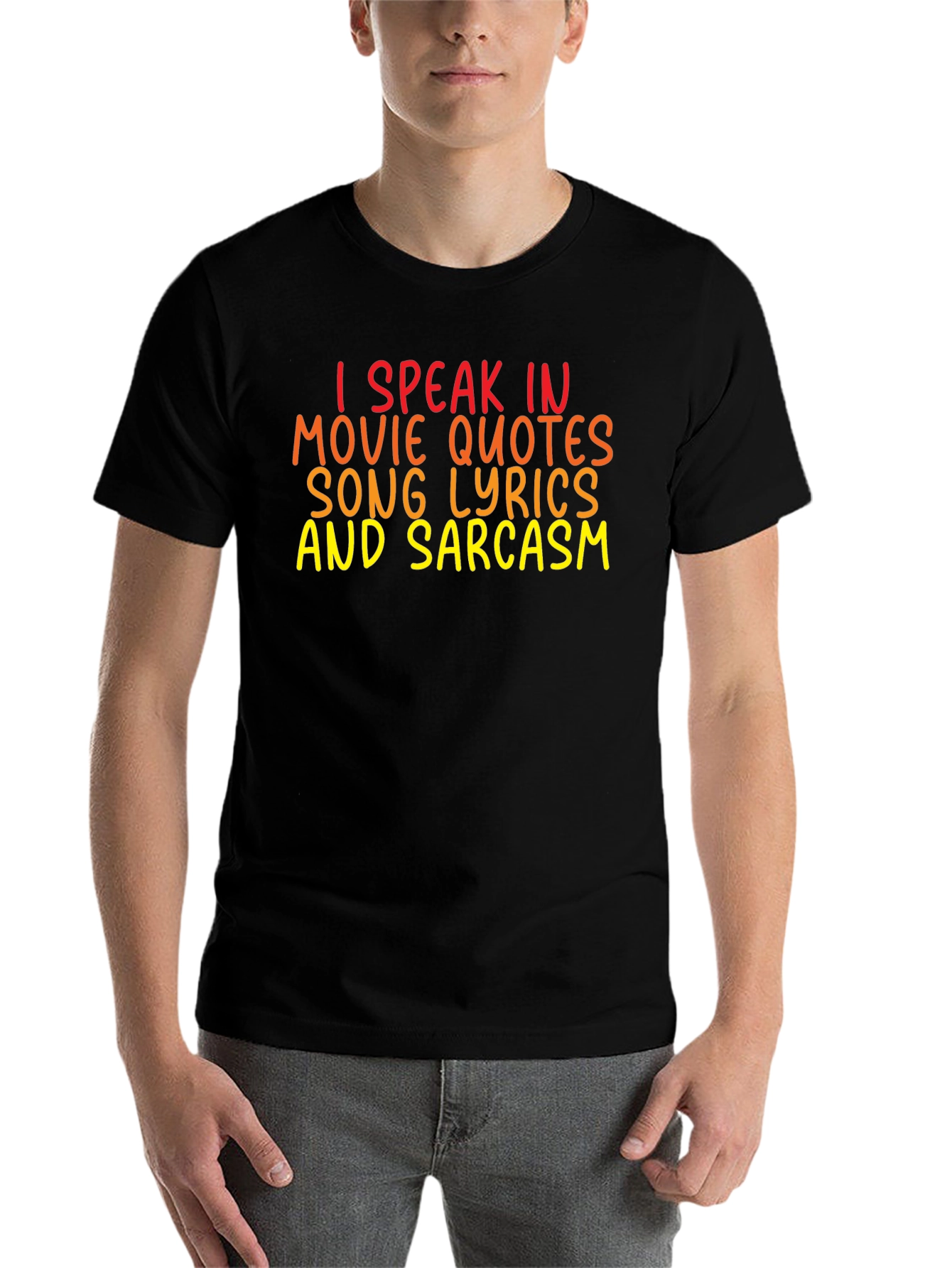 Black Funny Graphic Tee: I Speak in Movie Quotes view 7