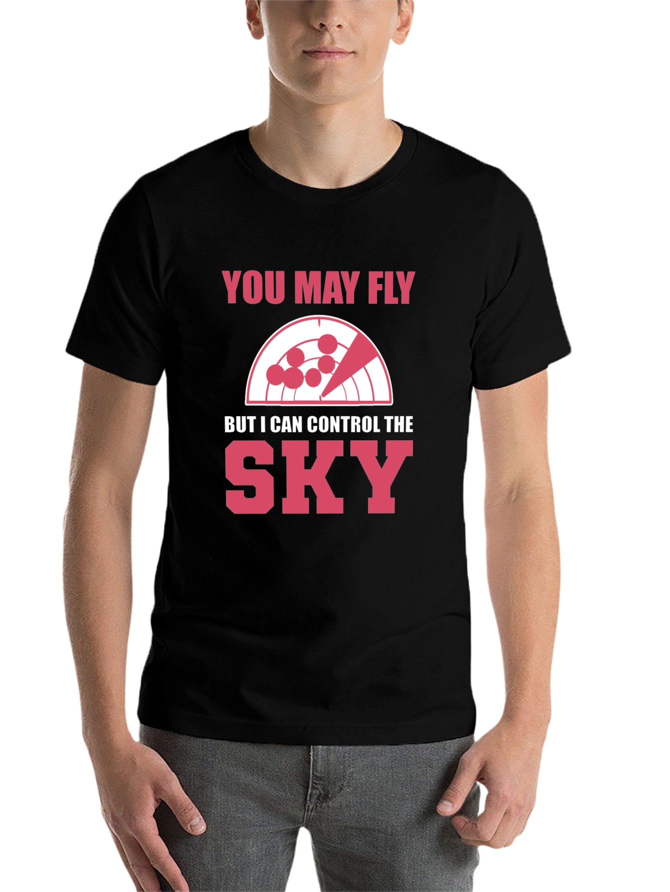 Black Control the Sky T-Shirt - Radar Design view 7