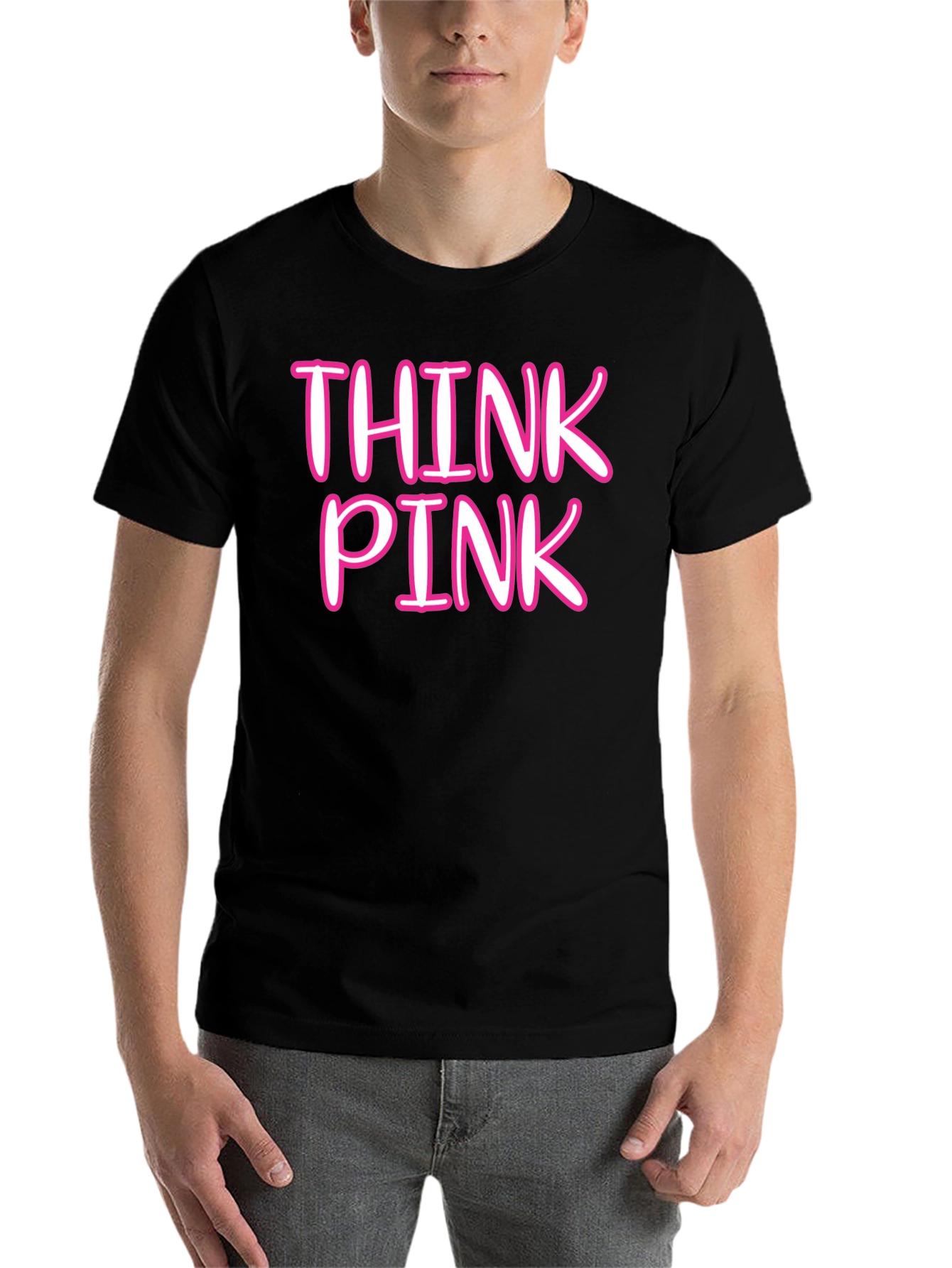 Black Think Pink Crew Neck Tee view 7
