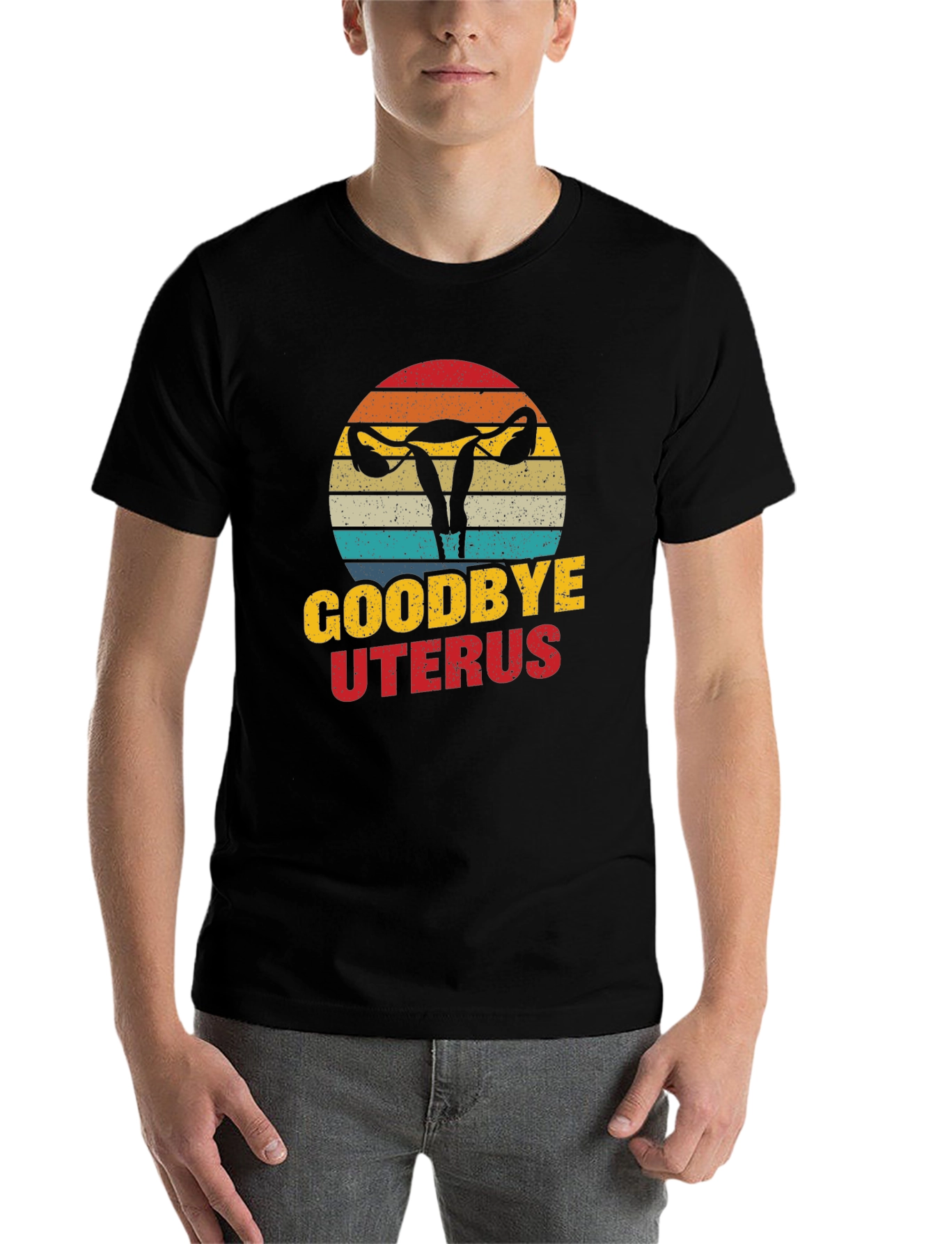 Black Goodbye Uterus Graphic T-Shirt Funny Hysterectomy Tee view 7