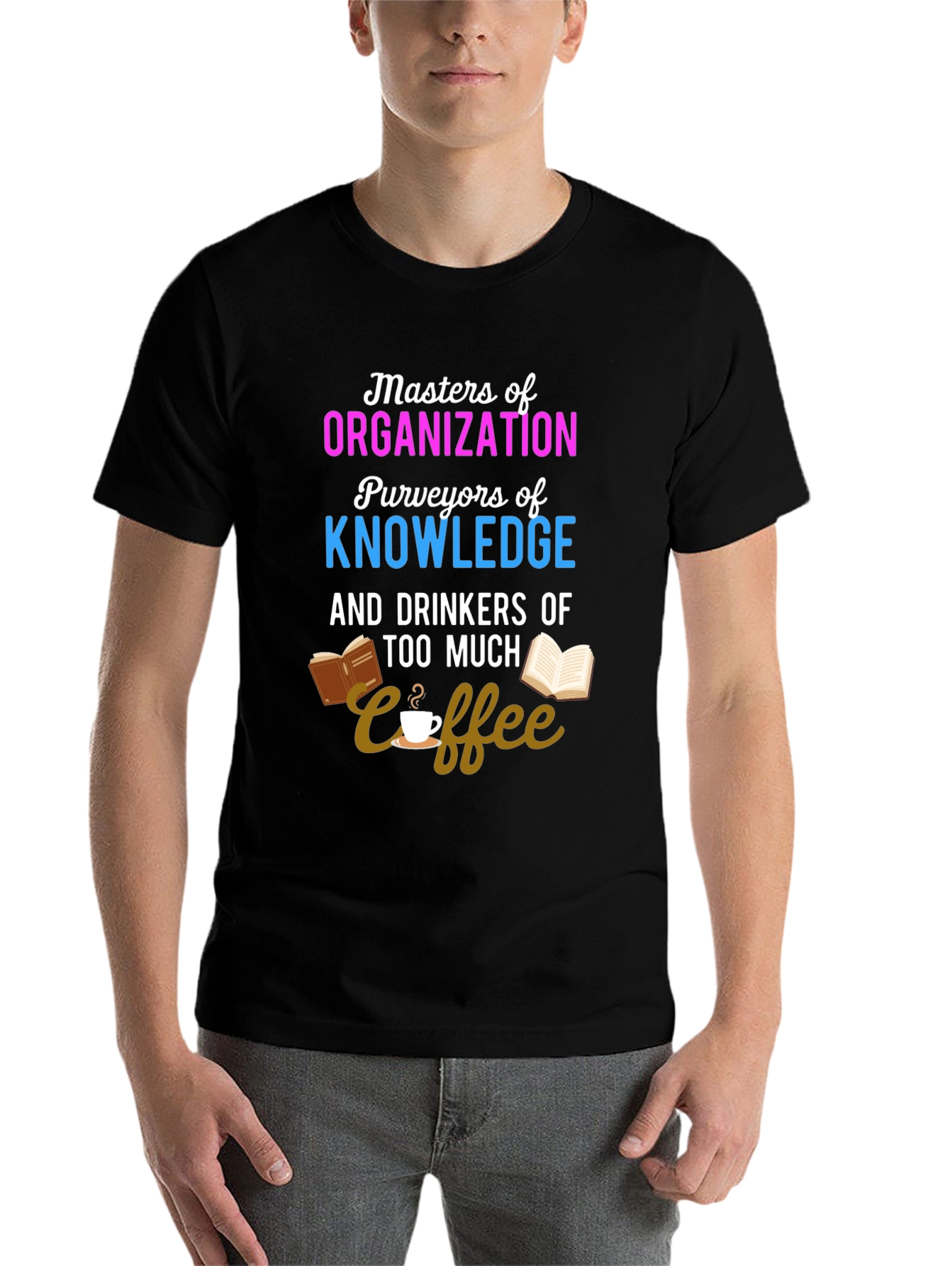 Black Masters of Organization Coffee Lover T-Shirt view 7
