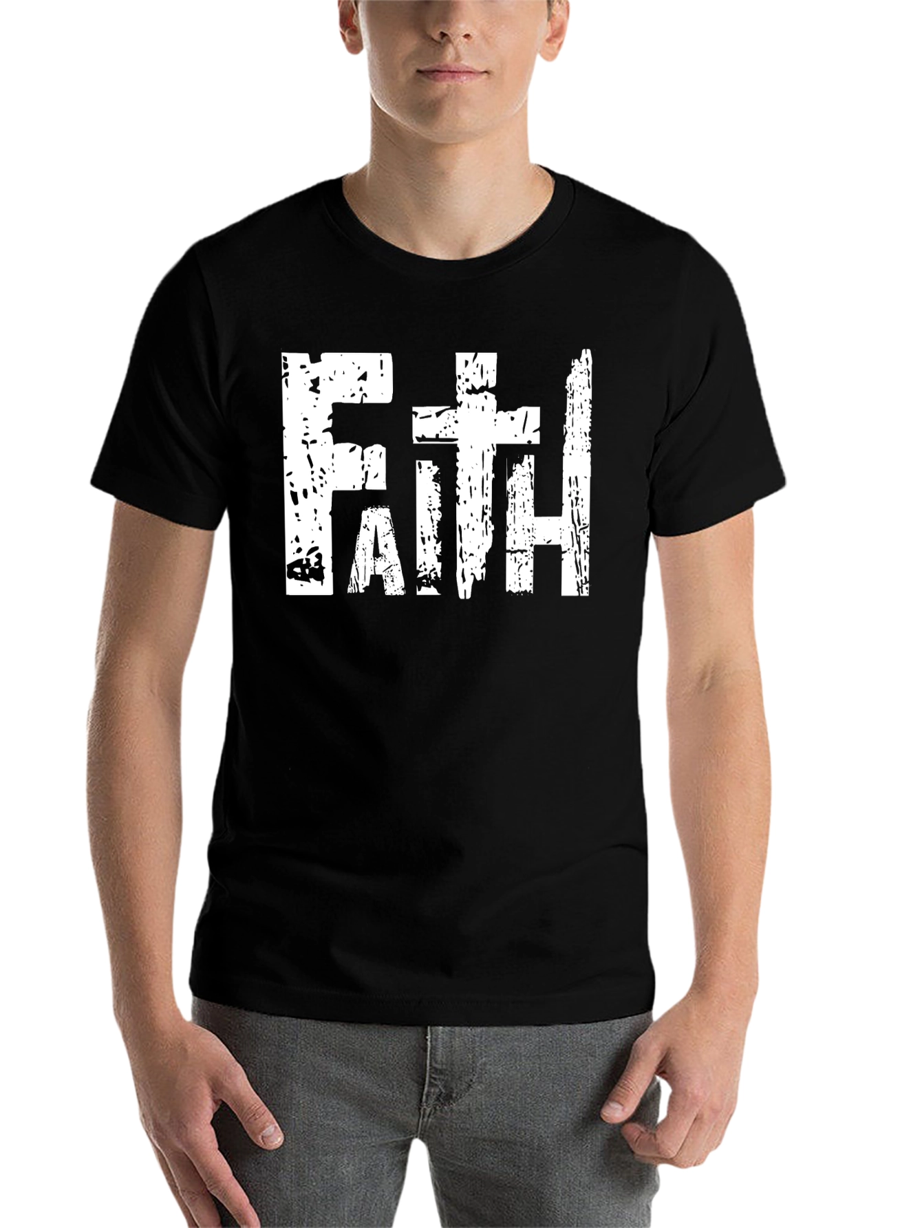 Black Faith Graphic Print Black T-Shirt view 7