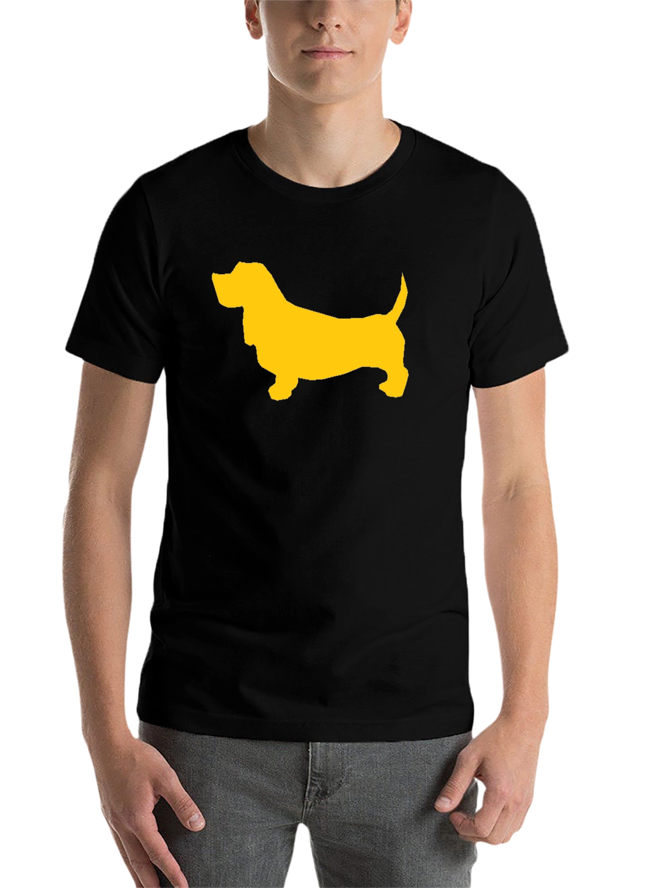 Black Black T-Shirt with Yellow Dog Graphic view 7