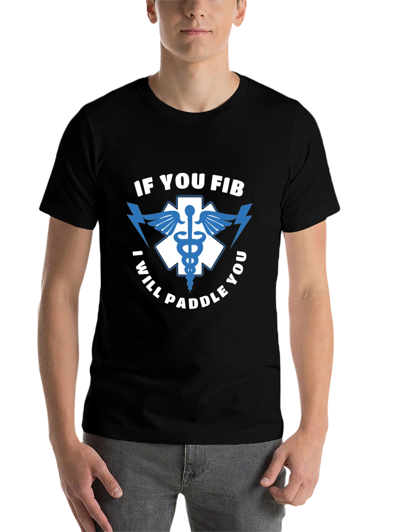 Black If You Fib I Will Paddle You T-Shirt - Funny EMS Tee view 7