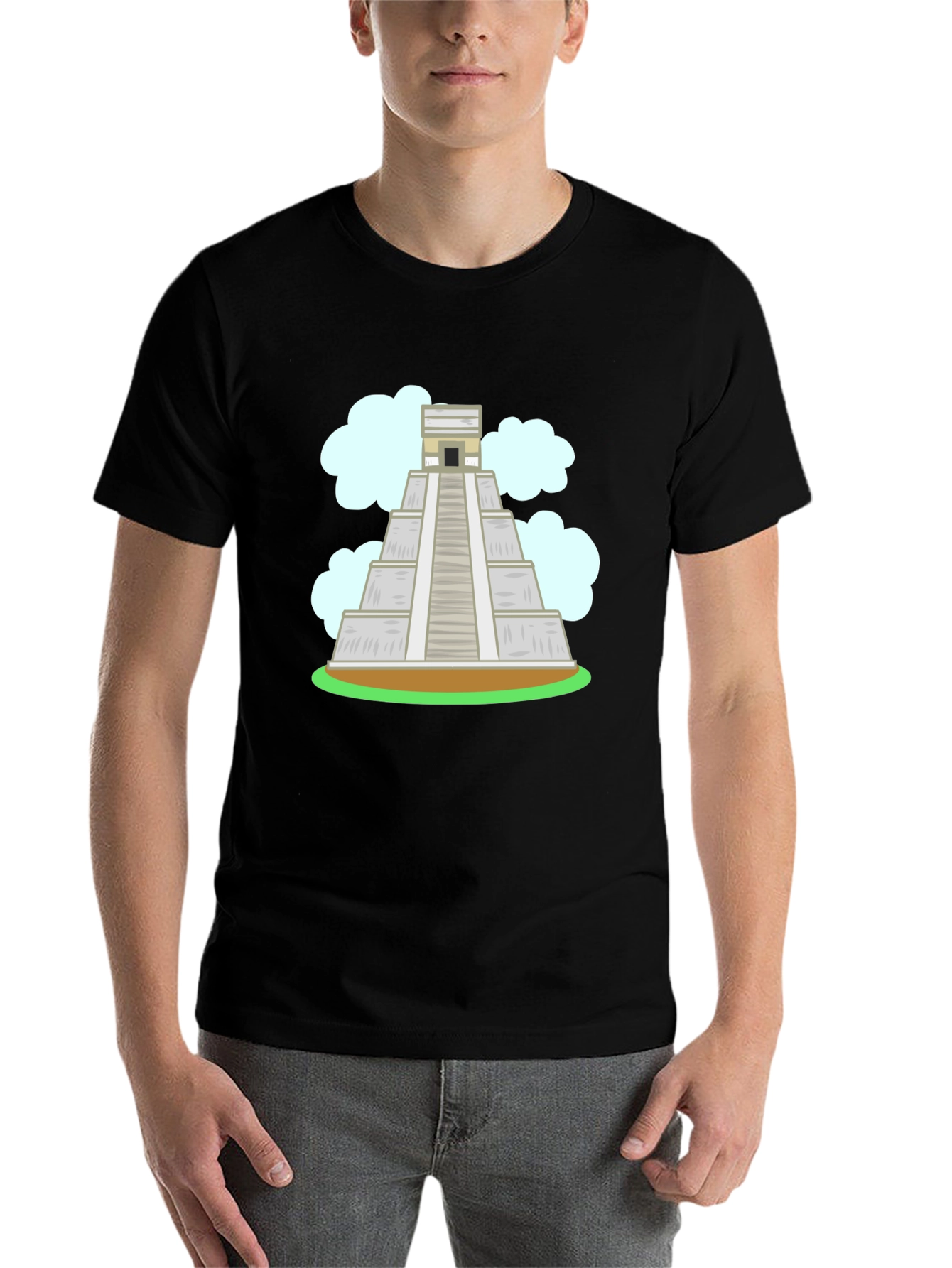 Black Mayan Pyramid Graphic Tee - Black Cotton T-Shirt view 7