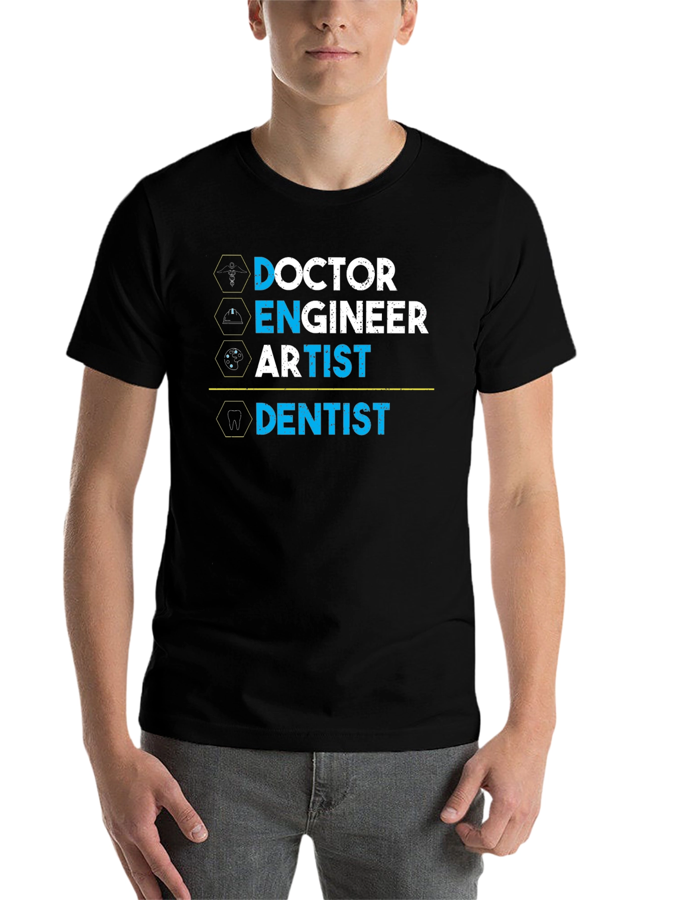 Black Doctor, Engineer, Artist, Dentist Graphic T-Shirt view 7