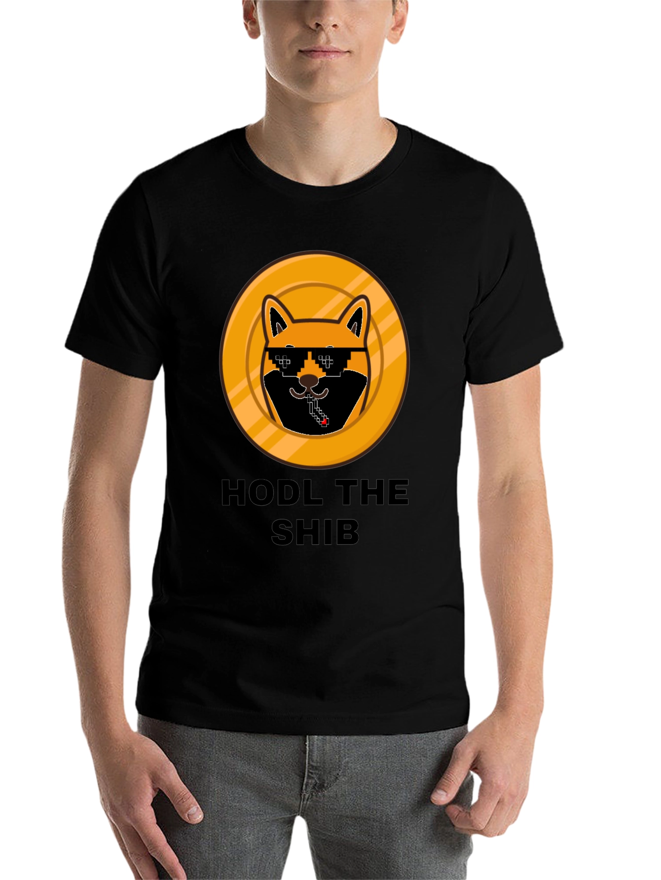 Black HODL THE SHIB Crypto T-Shirt - Black view 7