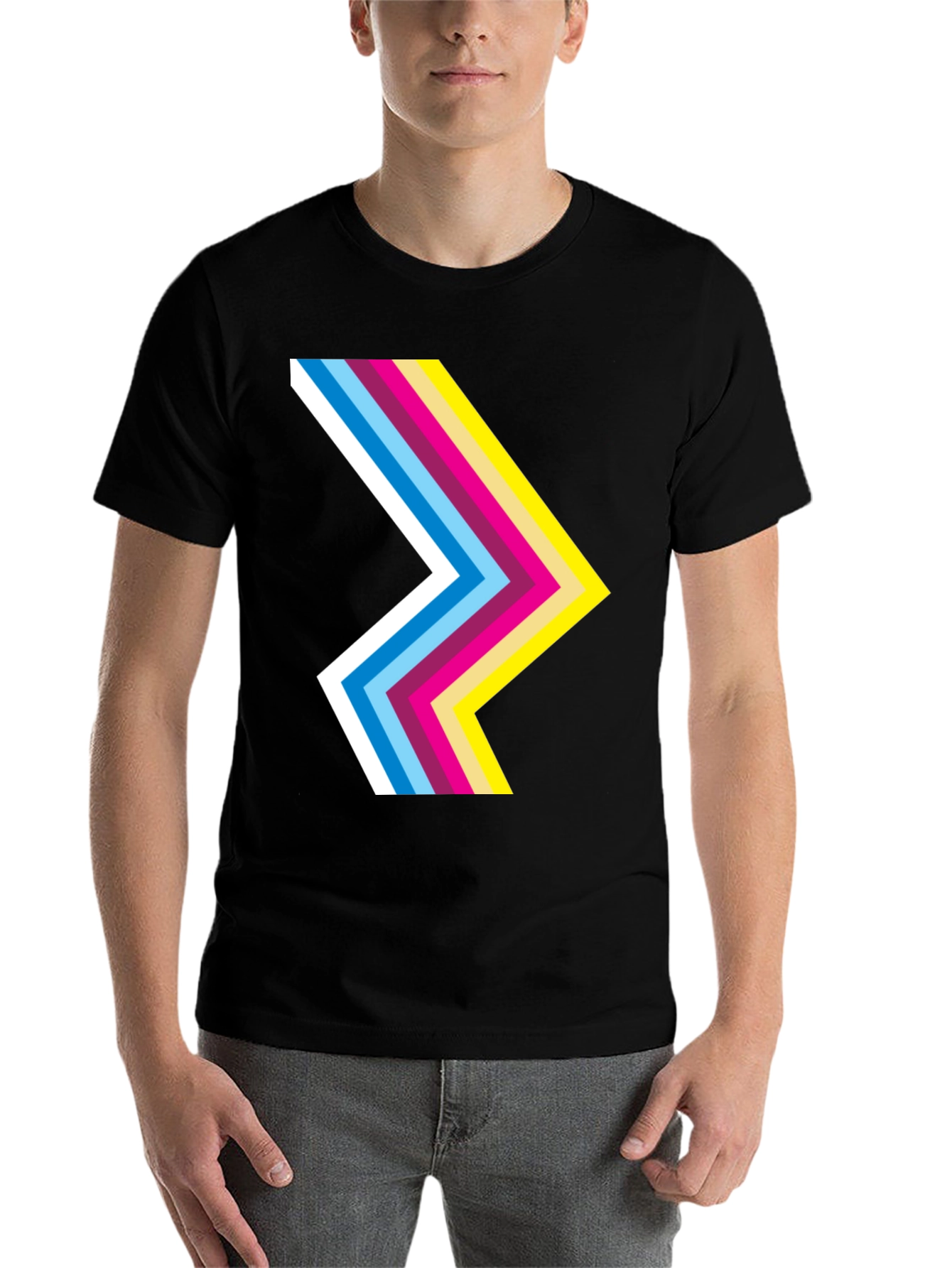 Black Retro Chevron Black T-Shirt - Stylish Graphic Tee view 7