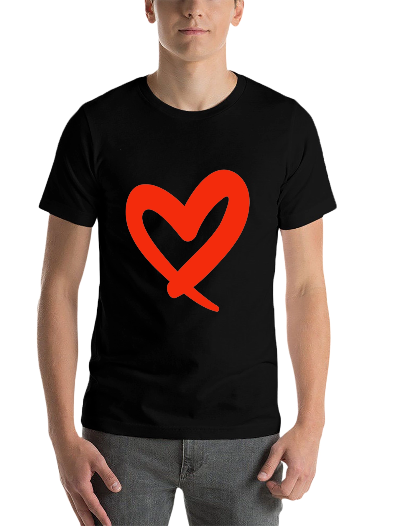 Black Bold Heart Graphic Black T-Shirt view 7