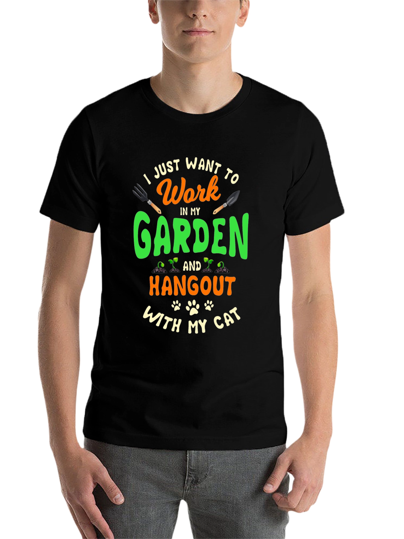 Black I Just Want To Work In My Garden T-Shirt view 7