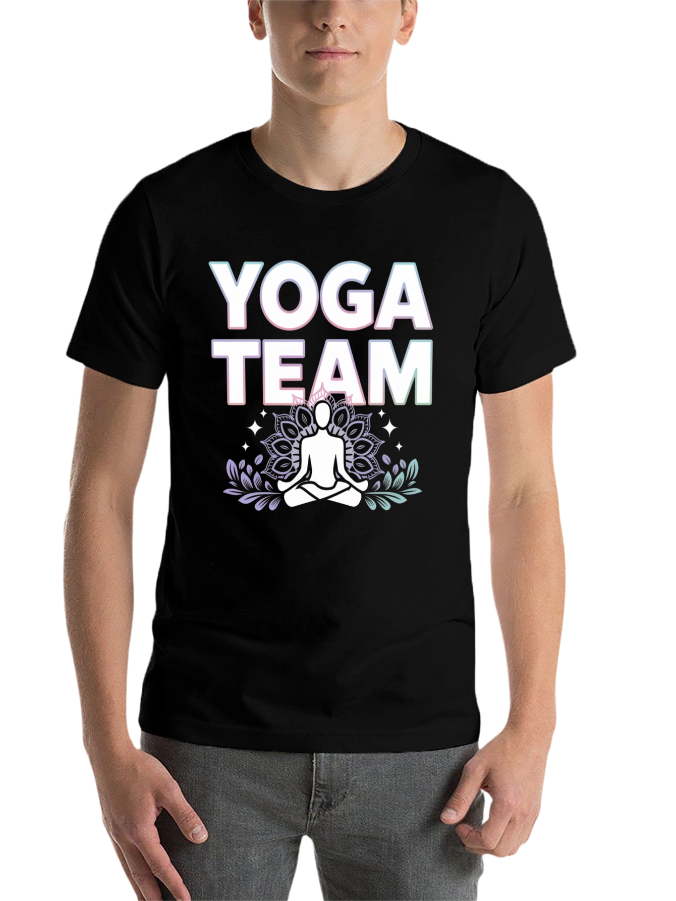 Black Yoga Team Graphic Tee - Black Cotton Blend view 7