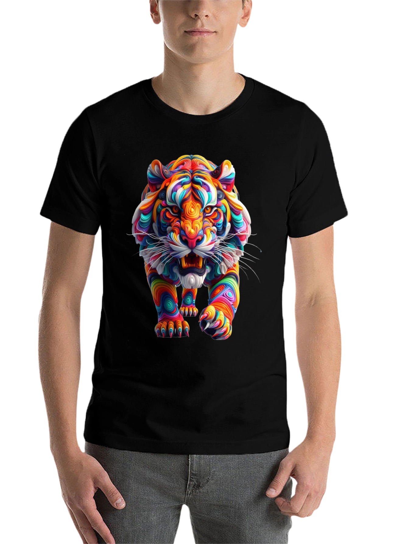 Black Vibrant Tiger Graphic Tee - Bold Style view 7